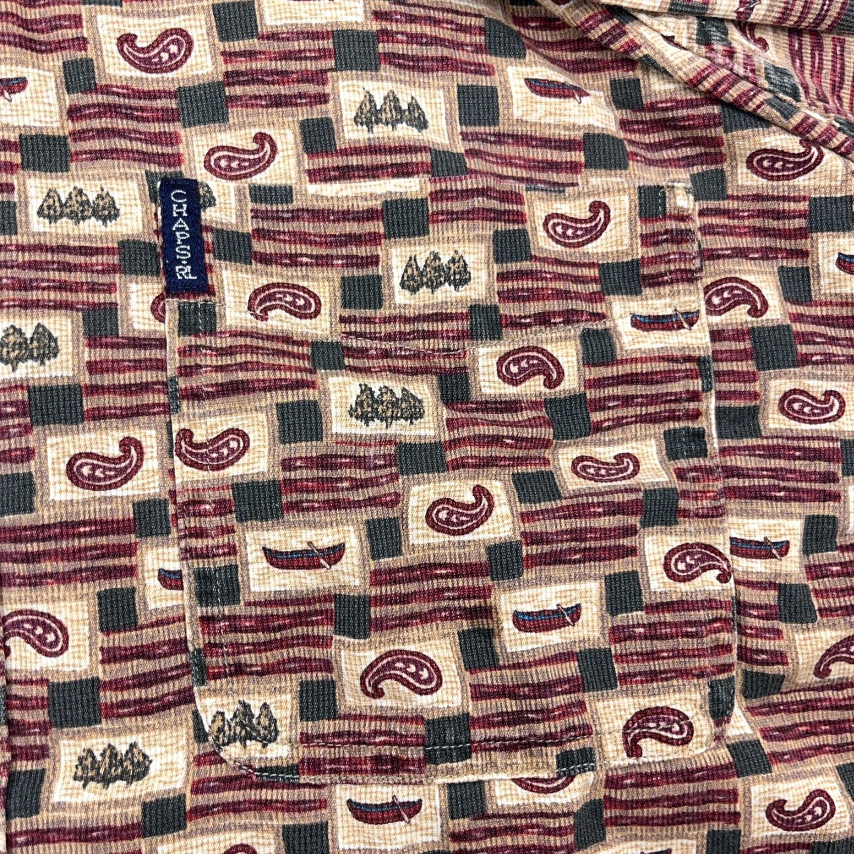 Chaps VINTAGE Chaps Shirt Men XL Button-Up Collared Cotton Red Geometric Western Cowboy Modern Preppy 90s Y2K Mens Size US XL / EU 56 / 4 - 3 Thumbnail