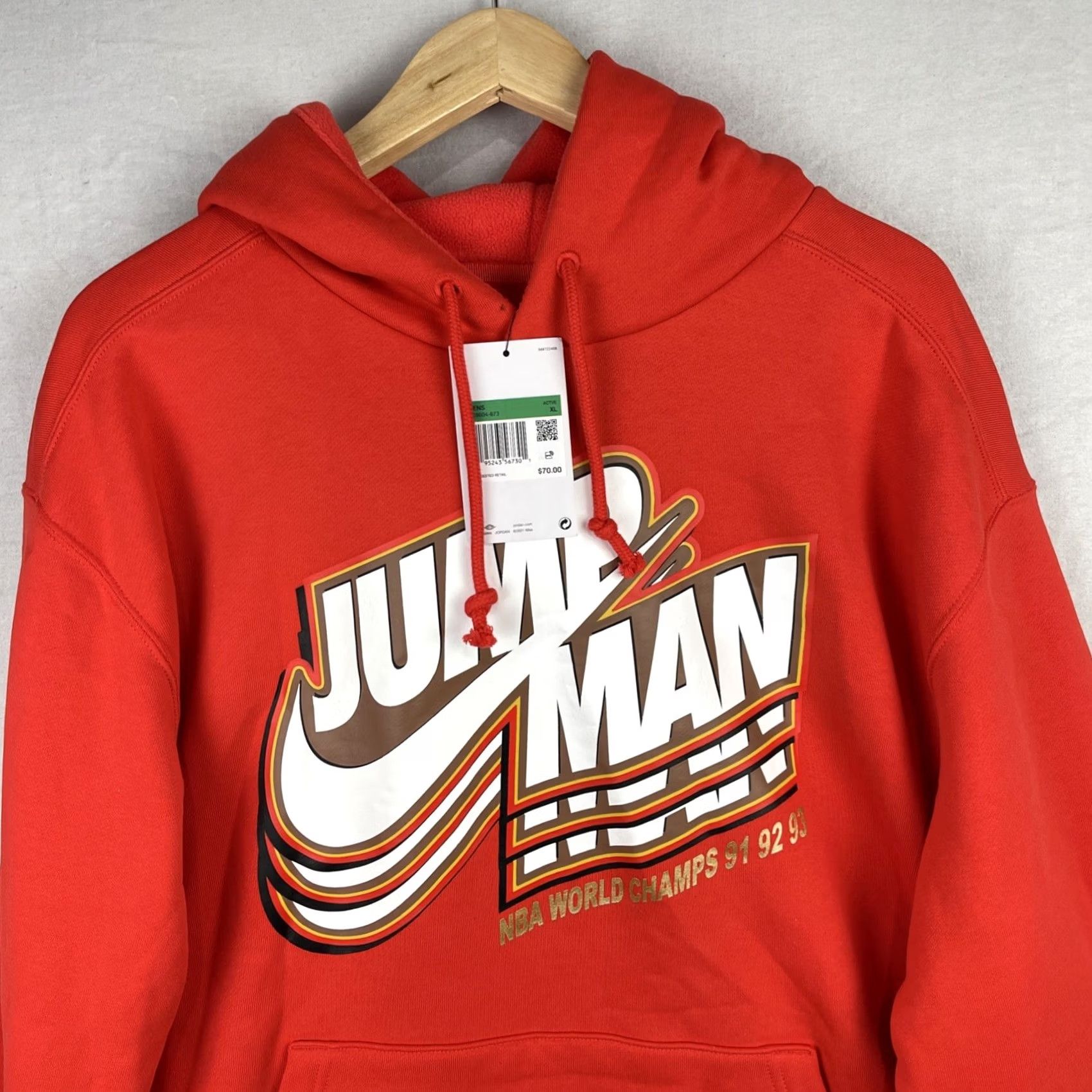 Jordan Brand Air Jordan Hoodie Mens XL Orange Jumpman Core Fleece Sweatshirt DC9604-673 Size US XL / EU 56 / 4 - 3 Thumbnail