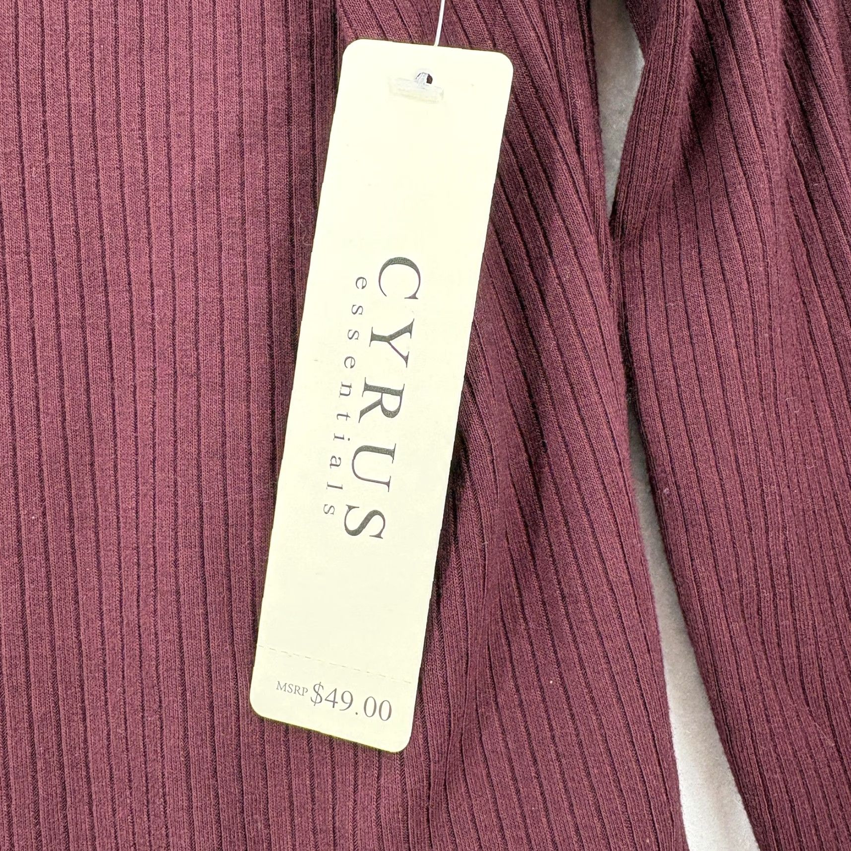 Vintage Cyrus Shirt Womens L Burgundy Ribbed Stretch Long Sleeve Crew Neck Top NYC Size L / US 10 / IT 46 - 4 Thumbnail