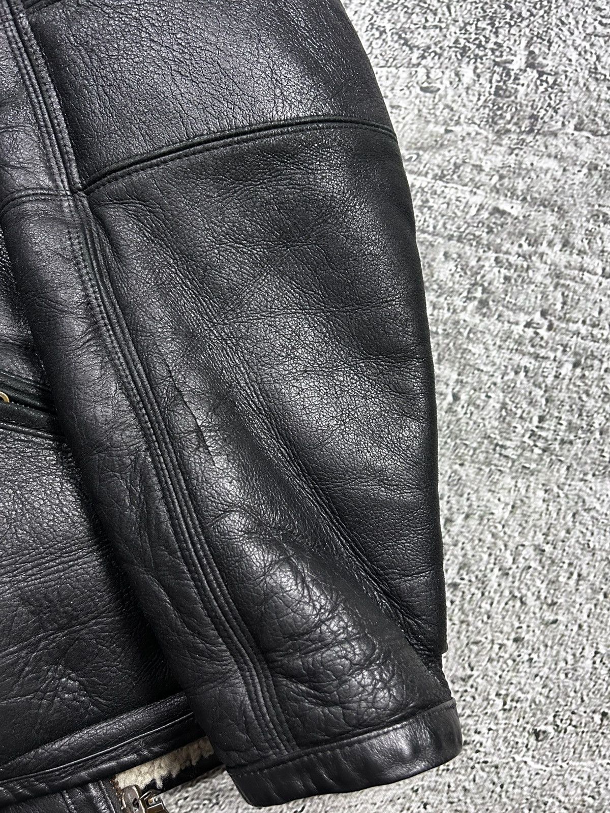 Marc Buchanan Pelle Pelle leather jacket sherpa fur black big logo 90s Size US XL / EU 56 / 4 - 9 Thumbnail