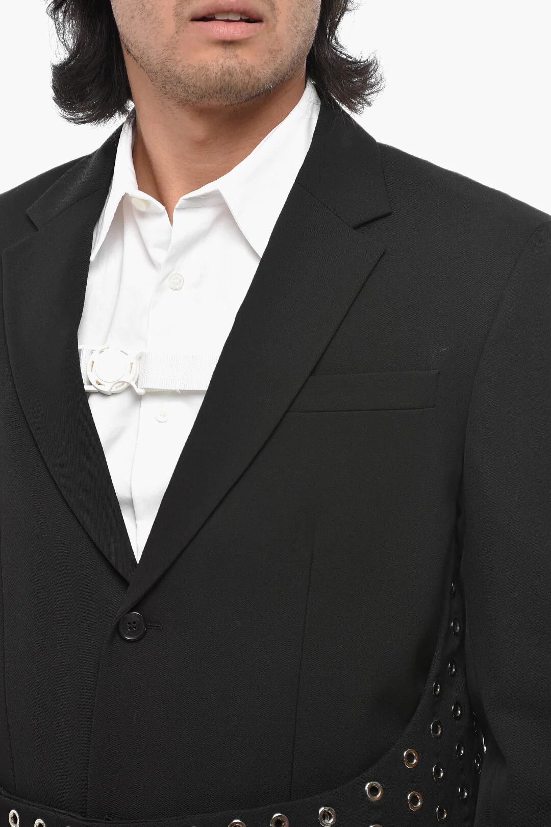 Off-White og1mm0426 Virgin Wool Blazer in Black Size US L / EU 52-54 / 3 - 3 Thumbnail