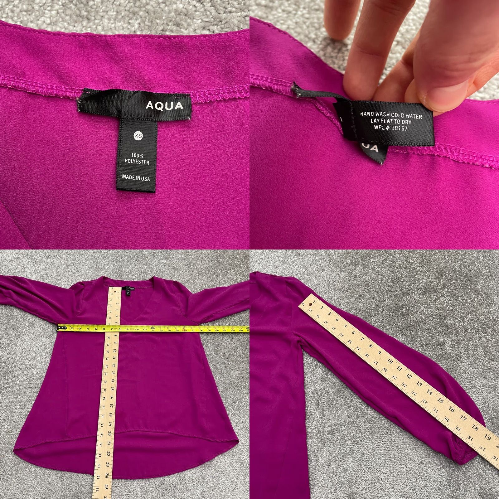 AQUA Aqua Blouse Tunic Womens XS Purple Solid V-Neck Long Sleeve Size XS / US 0-2 / IT 36-38 - 8 Thumbnail