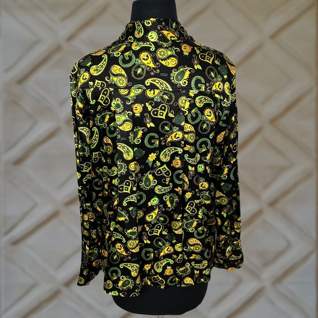 Ganni VINTAGE GANNI Blouse Shirt Womens 36 Black Paisley Button Down Long Sleeve Smiley Face Size S / US 4 / IT 40 - 1 Thumbnail