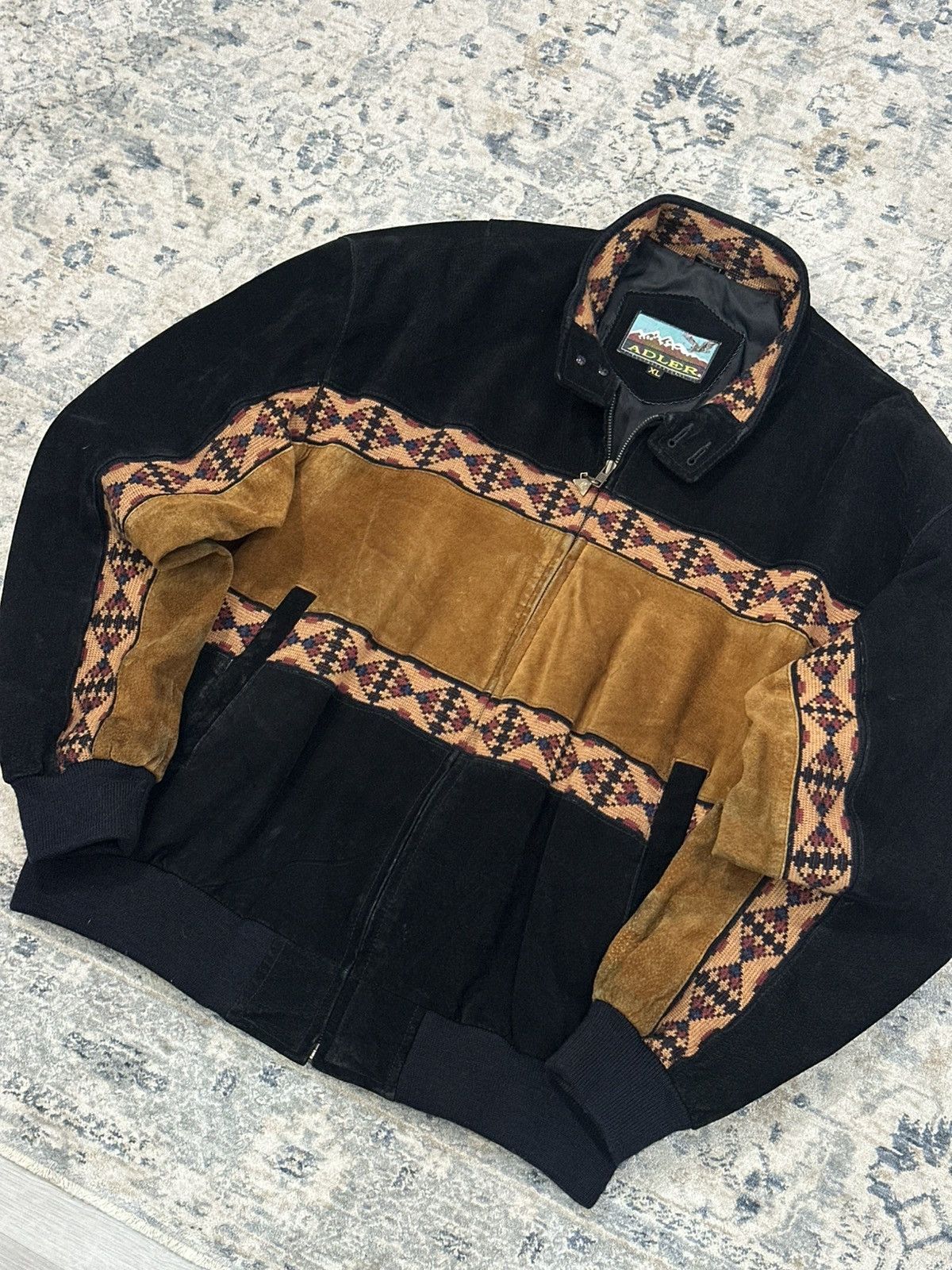 Adler Vintage 90s Adler Western Aztec Leather Bomber Jacket XL Size US XL / EU 56 / 4 - 2 Thumbnail