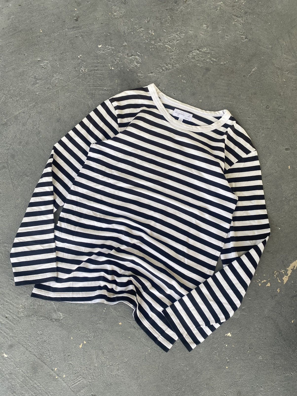Designer × Japanese Brand × agnes b. Vintage Agnes B Stripes Ls Shirt Size S / US 4 / IT 40 - 1 Thumbnail