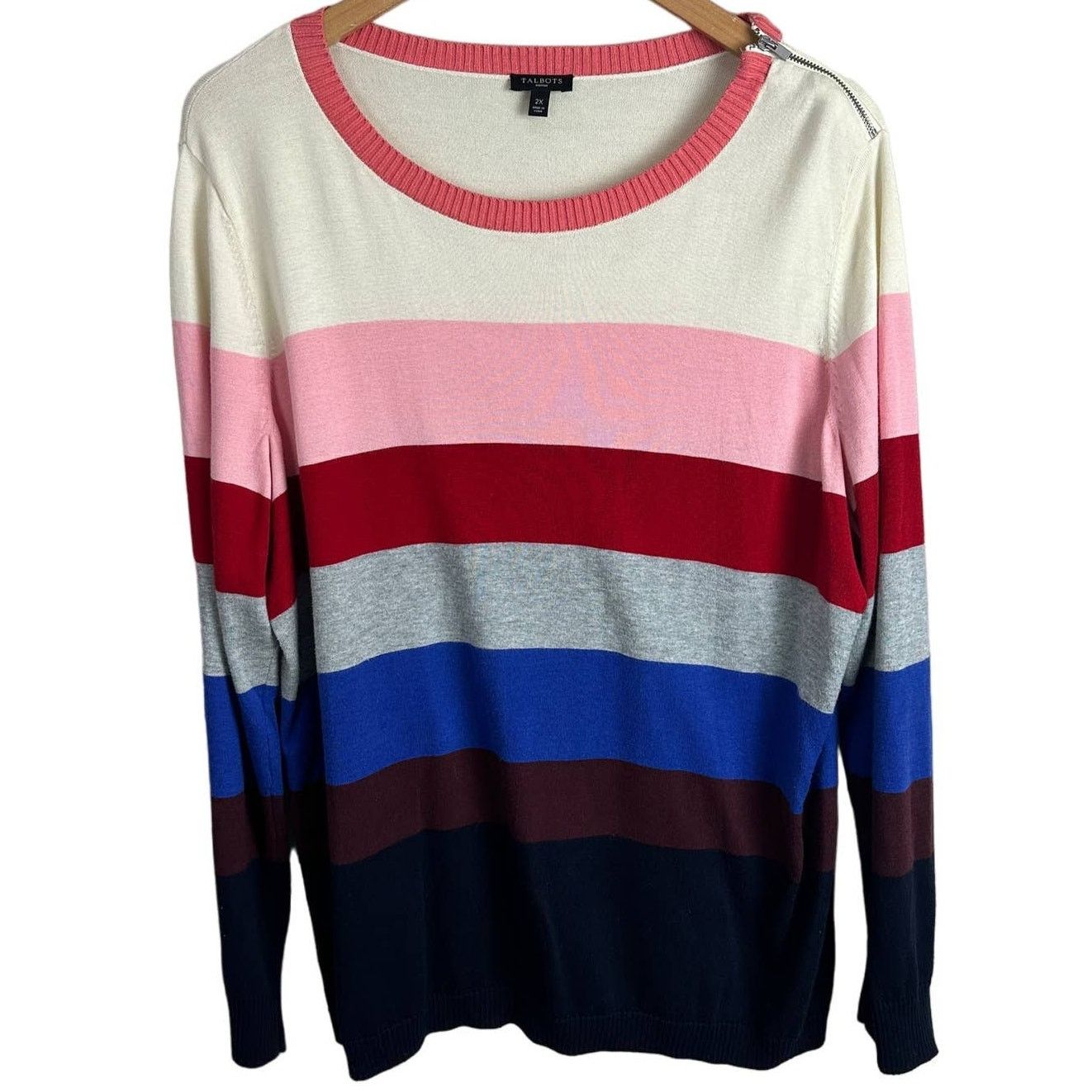 Other Talbots 2X XXL Ice Cream Rainbow Stripe Colorblock Sweater Size XXL / US 16-18 / IT 52-54 - 1 Thumbnail