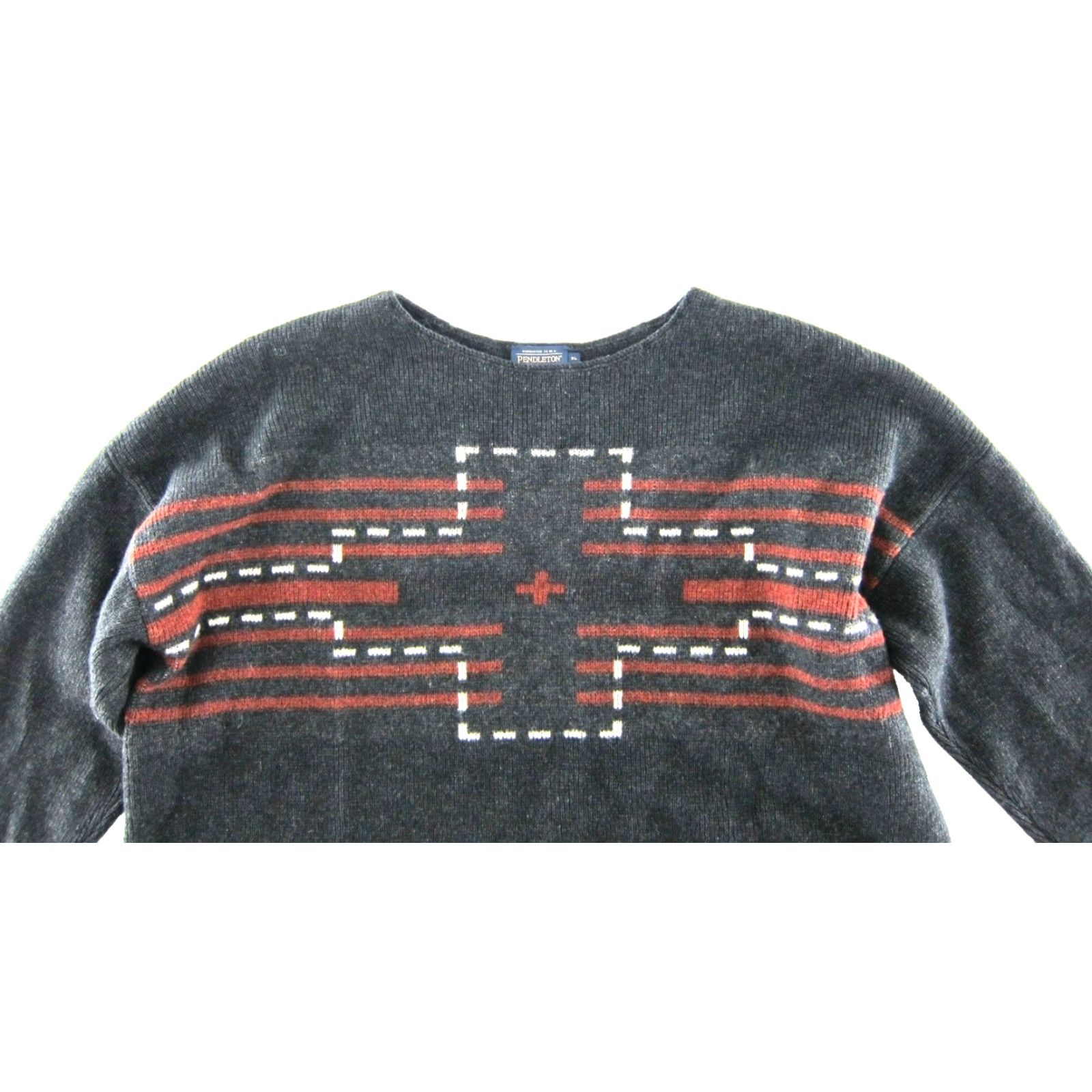 Pendleton VINTAGE Pendleton Pullover Sweater Men XL Wool Grey Orange Ivory Cross Hong Kong Size US XL / EU 56 / 4 - 4 Thumbnail