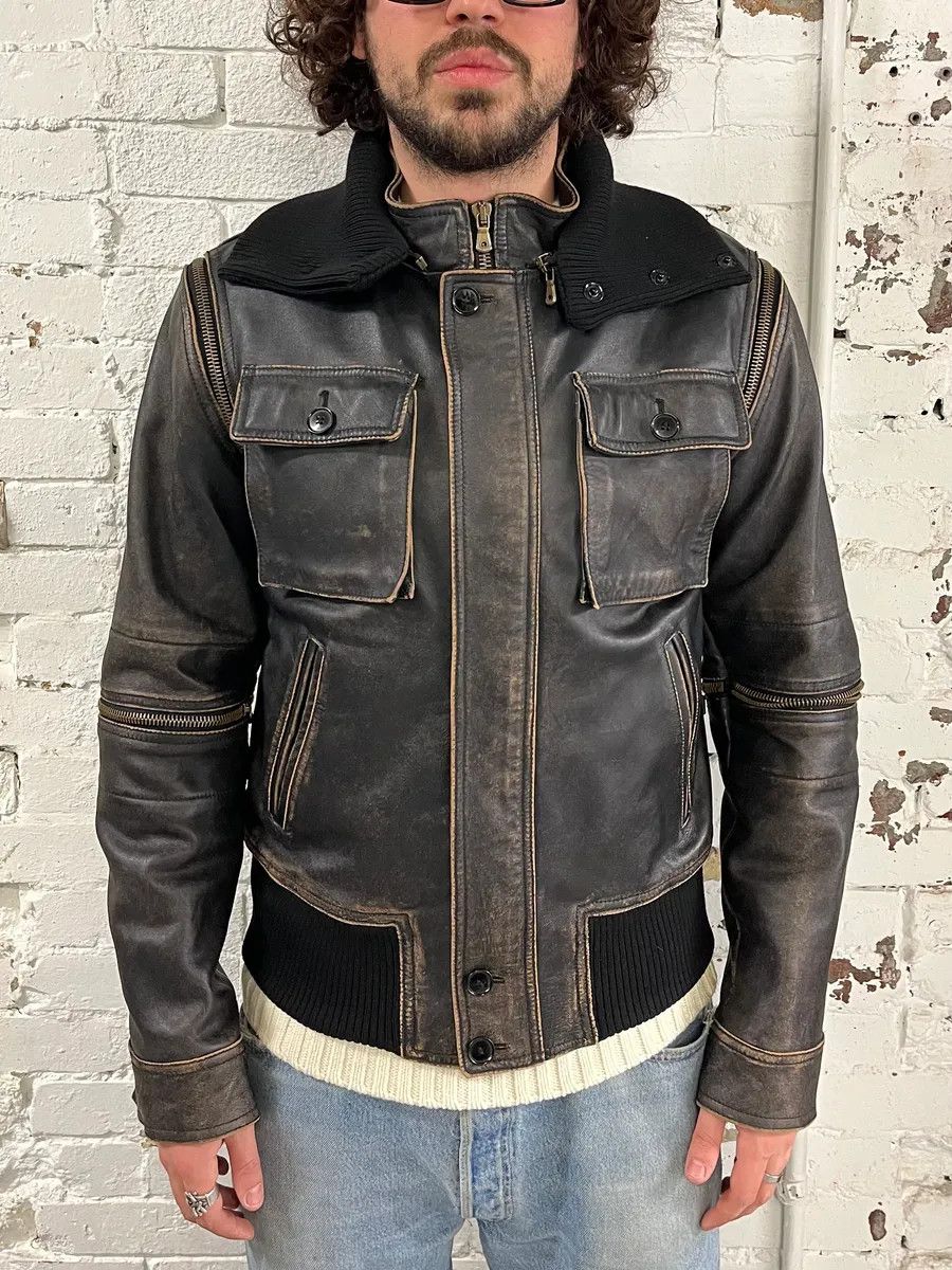 Dolce & Gabbana AW2003 Dolce & Gabbana Brown Horse Leather Zip Detachables Sleeves Jacket Size US M / EU 48-50 / 2 - 4 Thumbnail