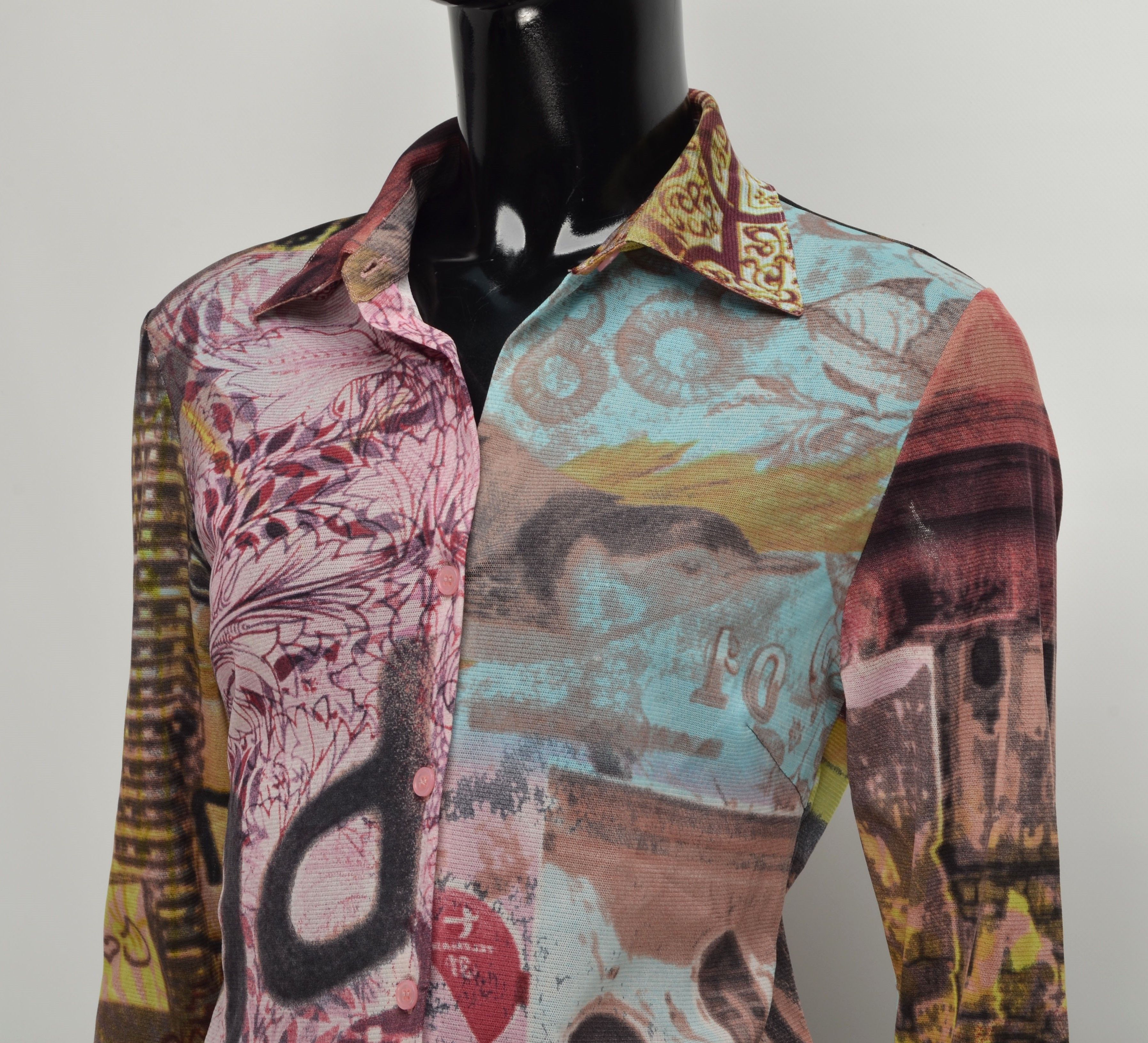 Vintage Scooter Y2K Mesh Futuristic Long Sleeve Blouse Shirt Size M / US 6-8 / IT 42-44 - 4 Thumbnail