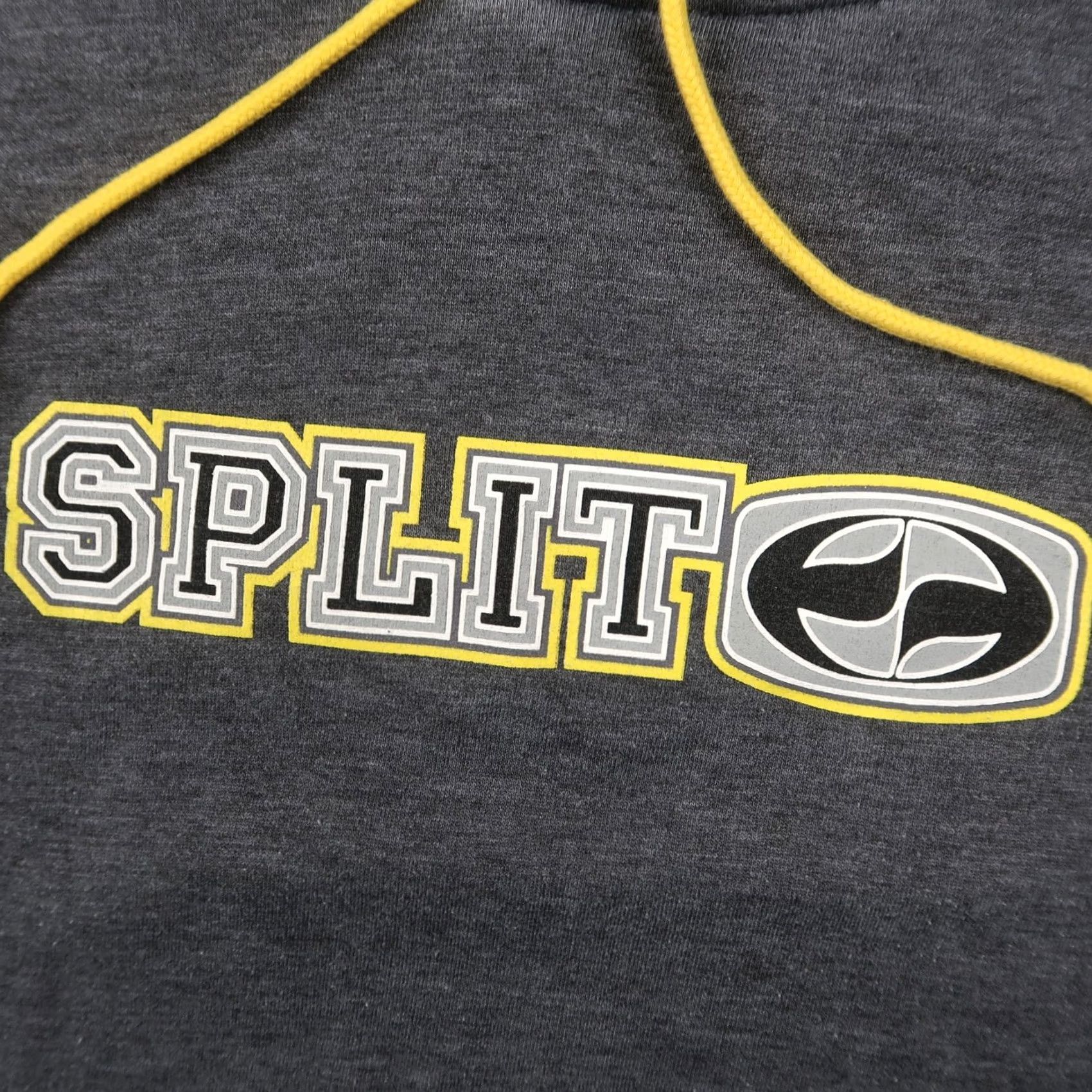 Vintage VINTAGE Split Hoodie Mens S Gray Yellow Fleece Pullover Skateboarding Shirt Size US S / EU 44-46 / 1 - 4 Thumbnail