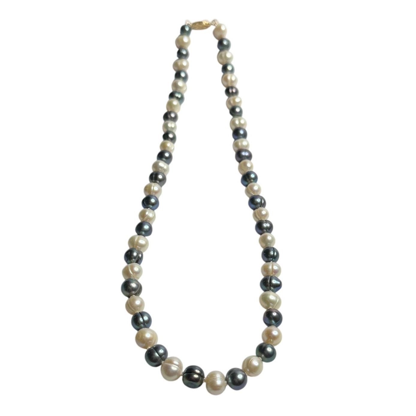 Other 14kt Gold 7mm Peacock Black (Bluish) & White Pearl Necklace Size ONE SIZE - 2 Thumbnail
