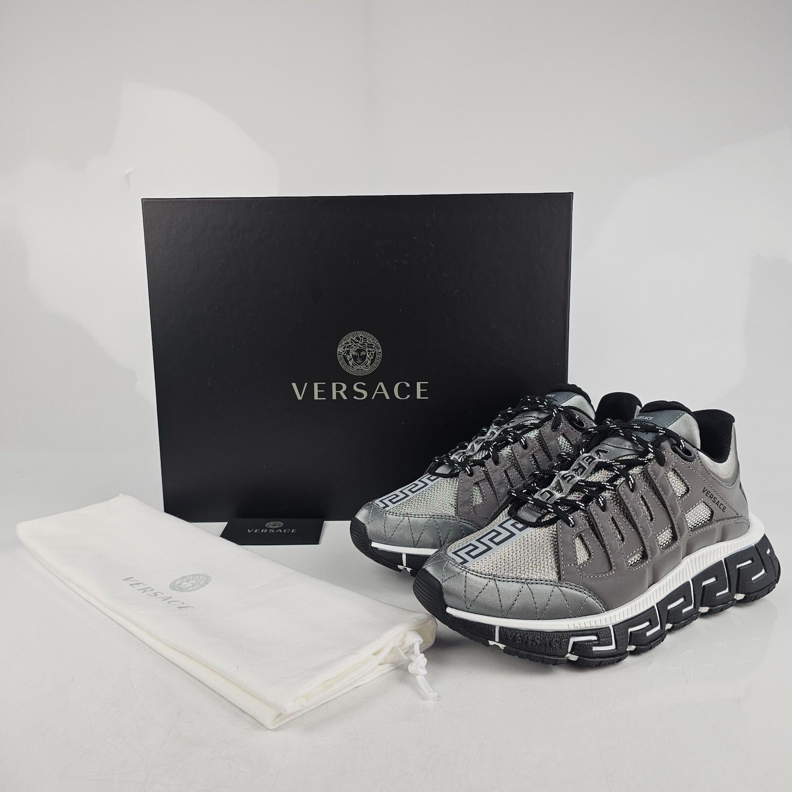 VERSACE Trigreca Men's Gray Sneakers New Size 39 US 6