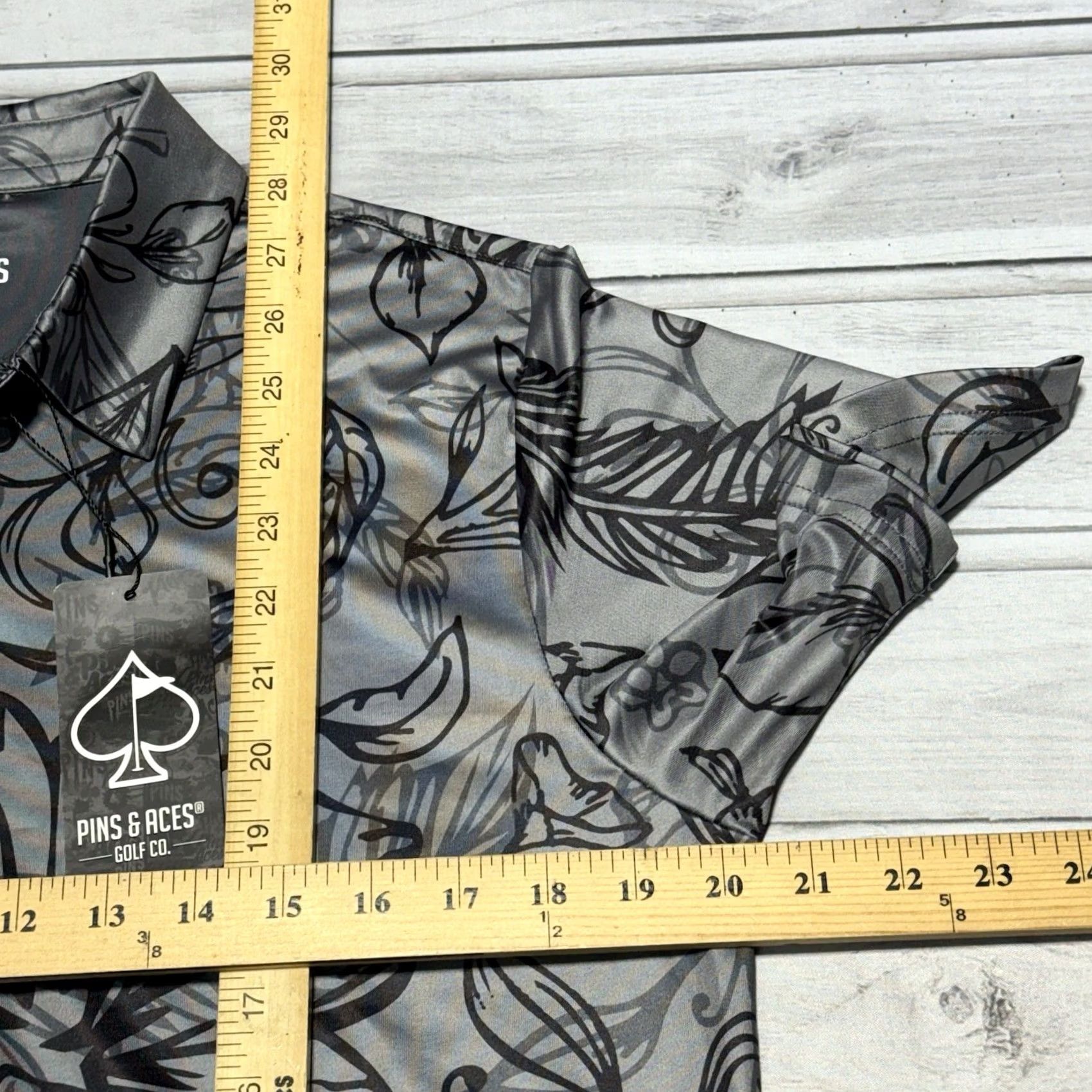 Vintage Pins & Aces Golf Polo Shirt M Gray Short Sleeve Floral Men Regular Size M Size US M / EU 48-50 / 2 - 5 Thumbnail