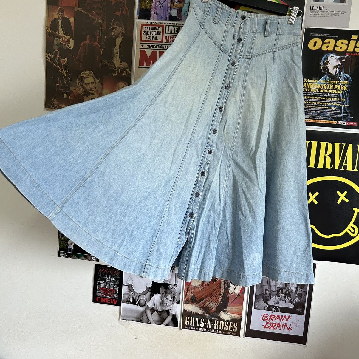 Vintage Vintage Valman Washed Blue Denim Skirt Size 27" / US 4 / IT 40 - 4 Thumbnail