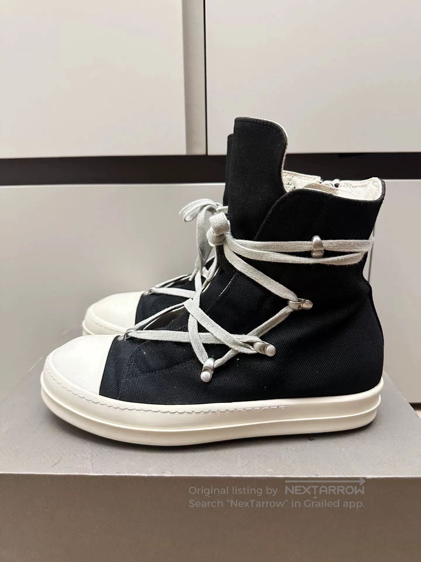Rick Owens Drkshdw Rick Owens DRKSHDW High-Top Canvas Sneakers. Size US 7 / EU 40 - 3 Thumbnail
