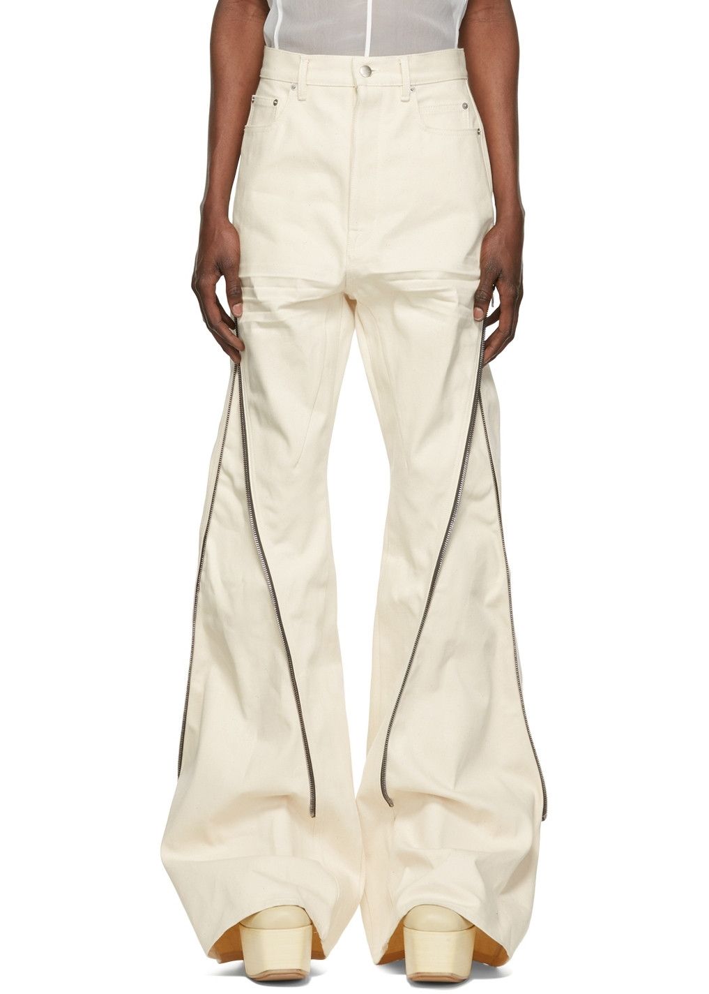 image of Rick Owens S/s22 Fogachine Bolan Banana Denim in White, Men's (Size 29)