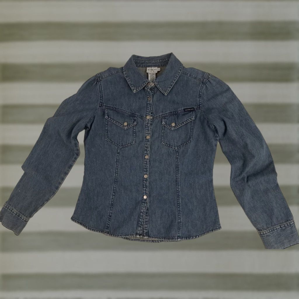 Vintage VINTAGE Calvin Klein Jeans Shirt Western Denim Blue Button-Up Long Sleeve Womens M Size M / US 6-8 / IT 42-44 - 1 Thumbnail