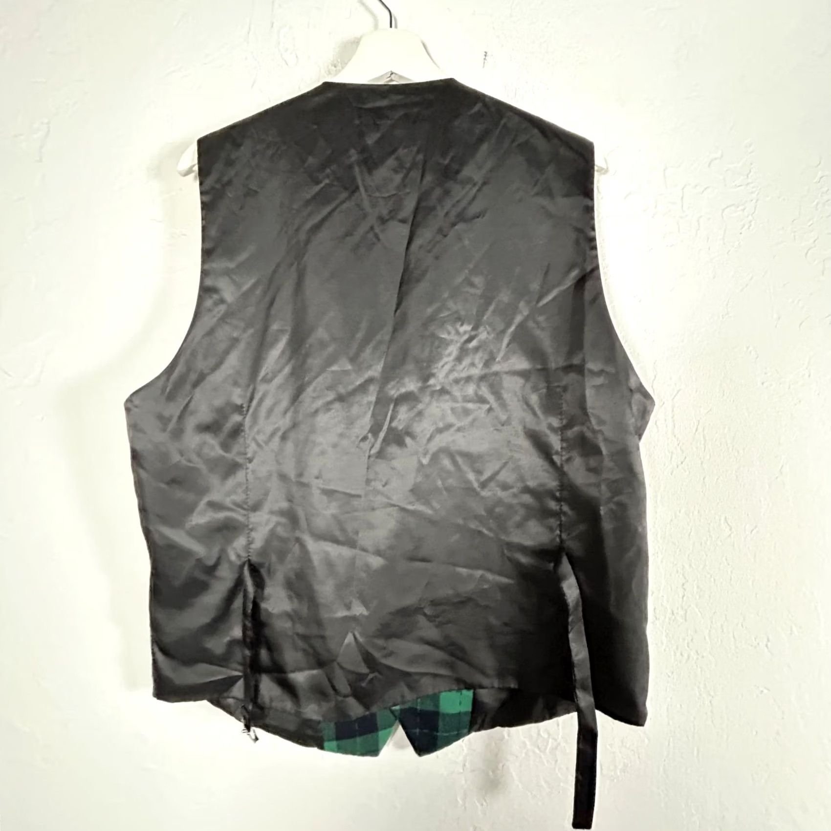 Vintage Hi-Tie Mens Green Black Tartan Plaid V-Neck Button Front Vest L Pockets Size US L / EU 52-54 / 3 - 2 Thumbnail