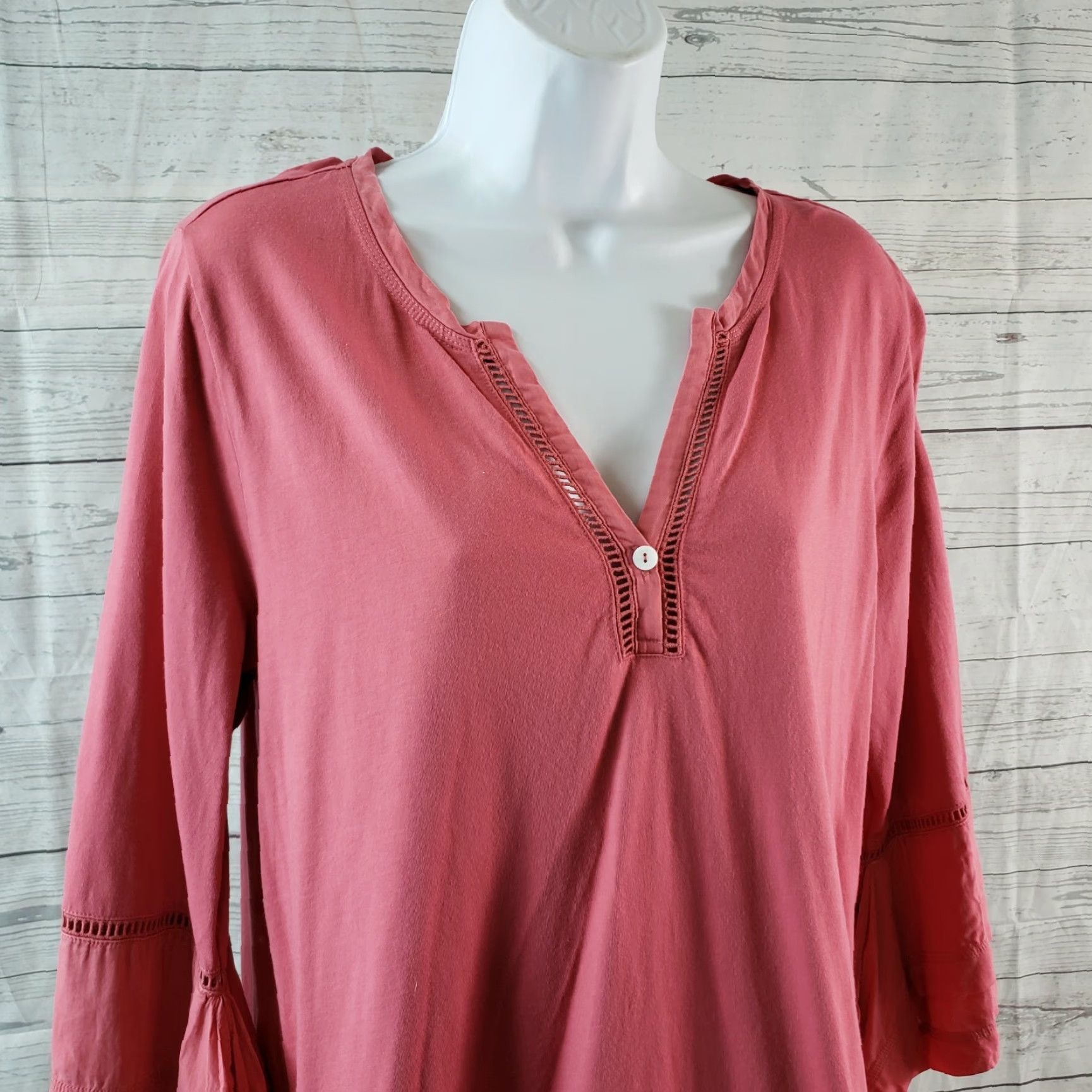 Soft Surroundings Soft Surroundings Imogen Top Womens Blouse 3/4 Sleeve Cotton Blend Pink Medium Size M / US 6-8 / IT 42-44 - 2 Thumbnail