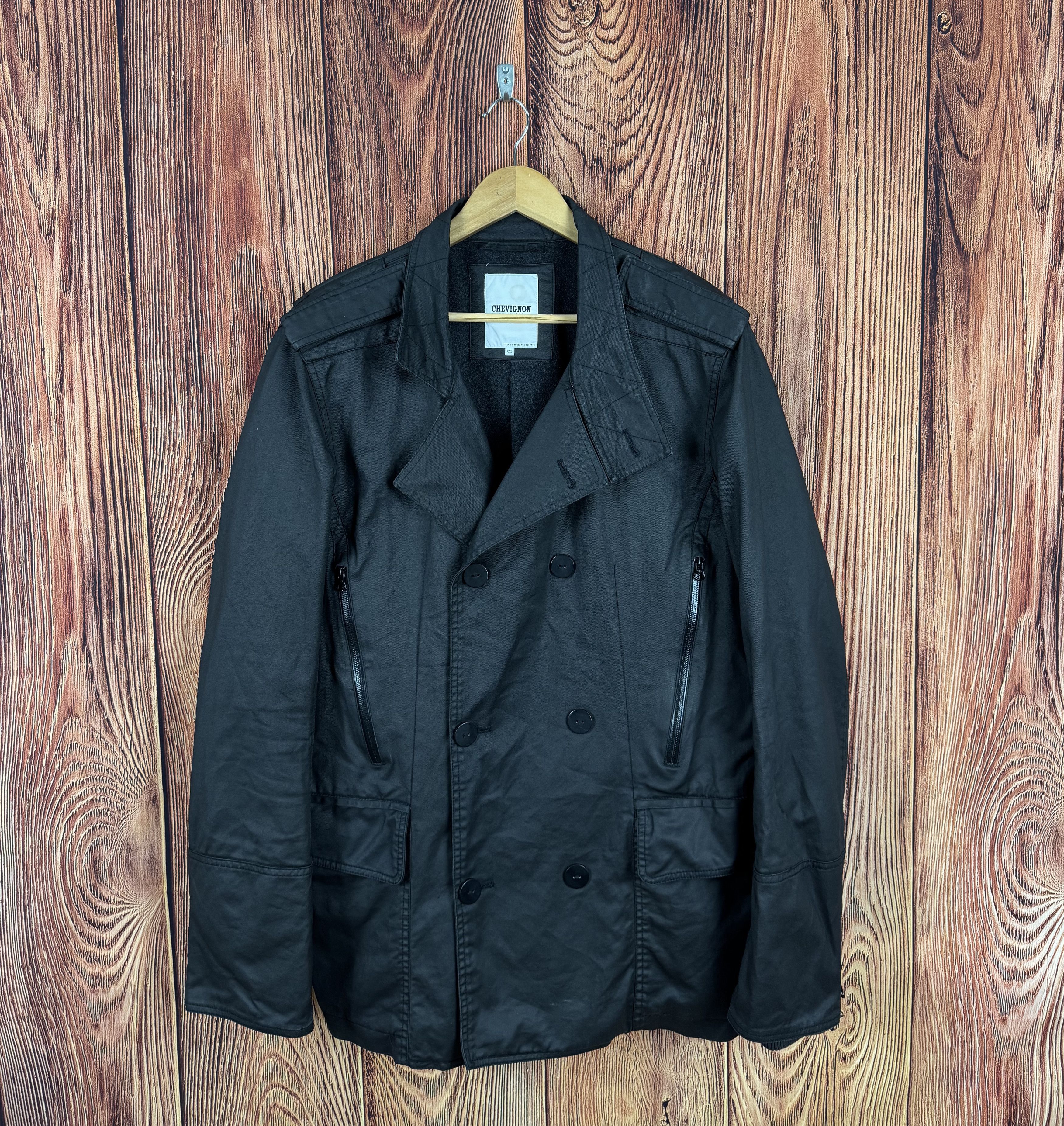 Chevignon CHEVIGNON Unlimited Double Breasted Black Coat Jacket Size US XXL / EU 58 / 5 - 1 Thumbnail
