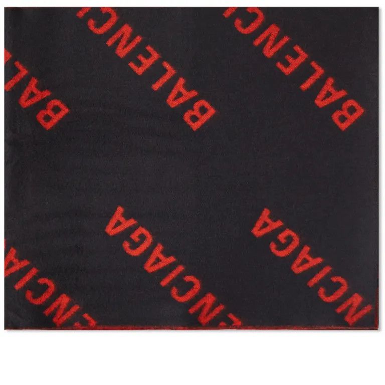 Balenciaga o1bcso1str1024 Size: OS / Allover Logo Macro Scarf Black/Red Size ONE SIZE - 3 Thumbnail