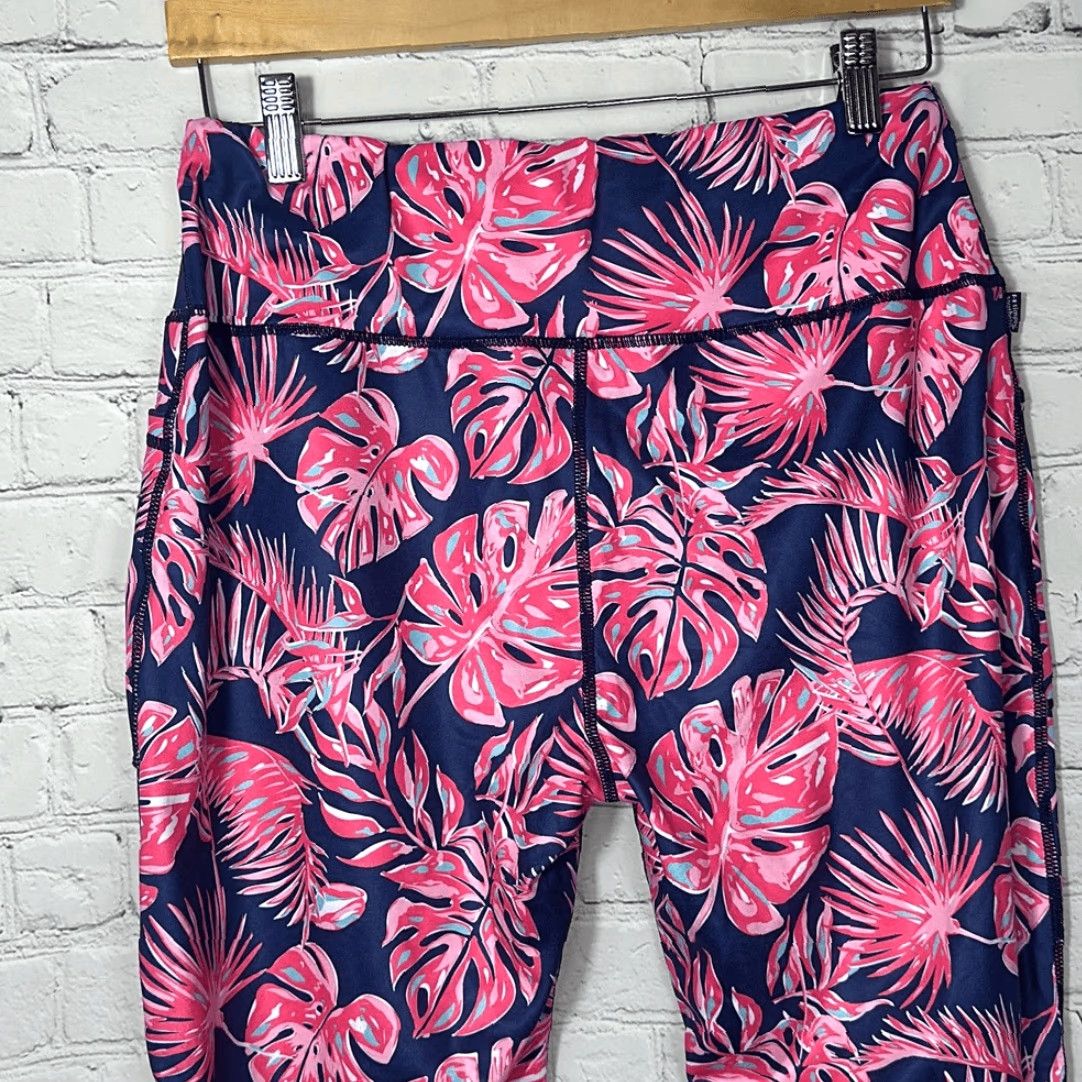 Paradise Simply Southern Leggings Women L Paradise Blue Pink Multicolor Capri New Size 36" / US 14 / IT 50 - 5 Thumbnail