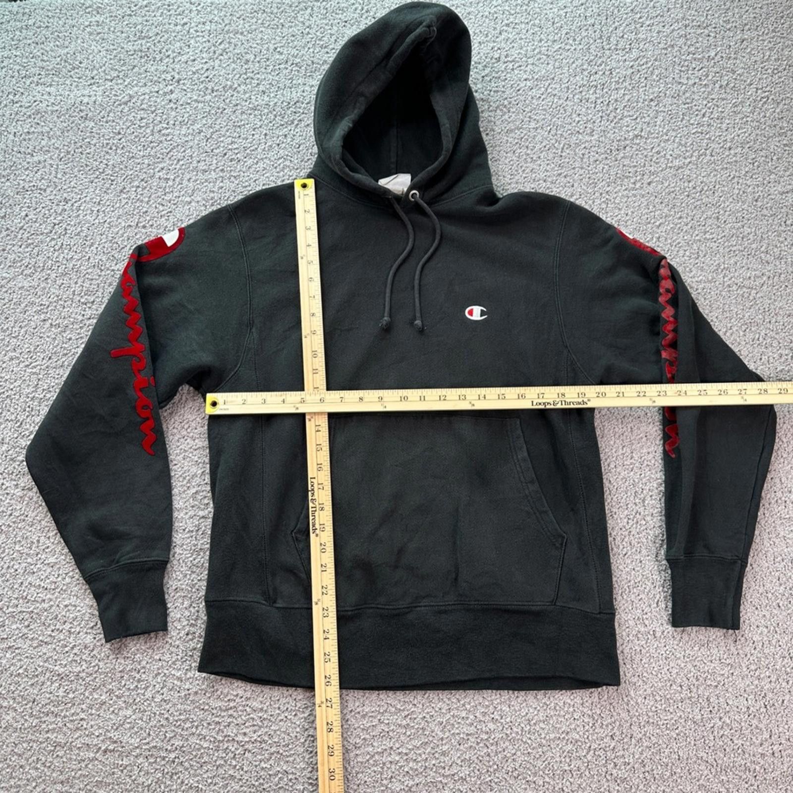 Champion Champion Reverse Weave Black Hoodie Red Script Logo Men's M Size US M / EU 48-50 / 2 - 2 Thumbnail