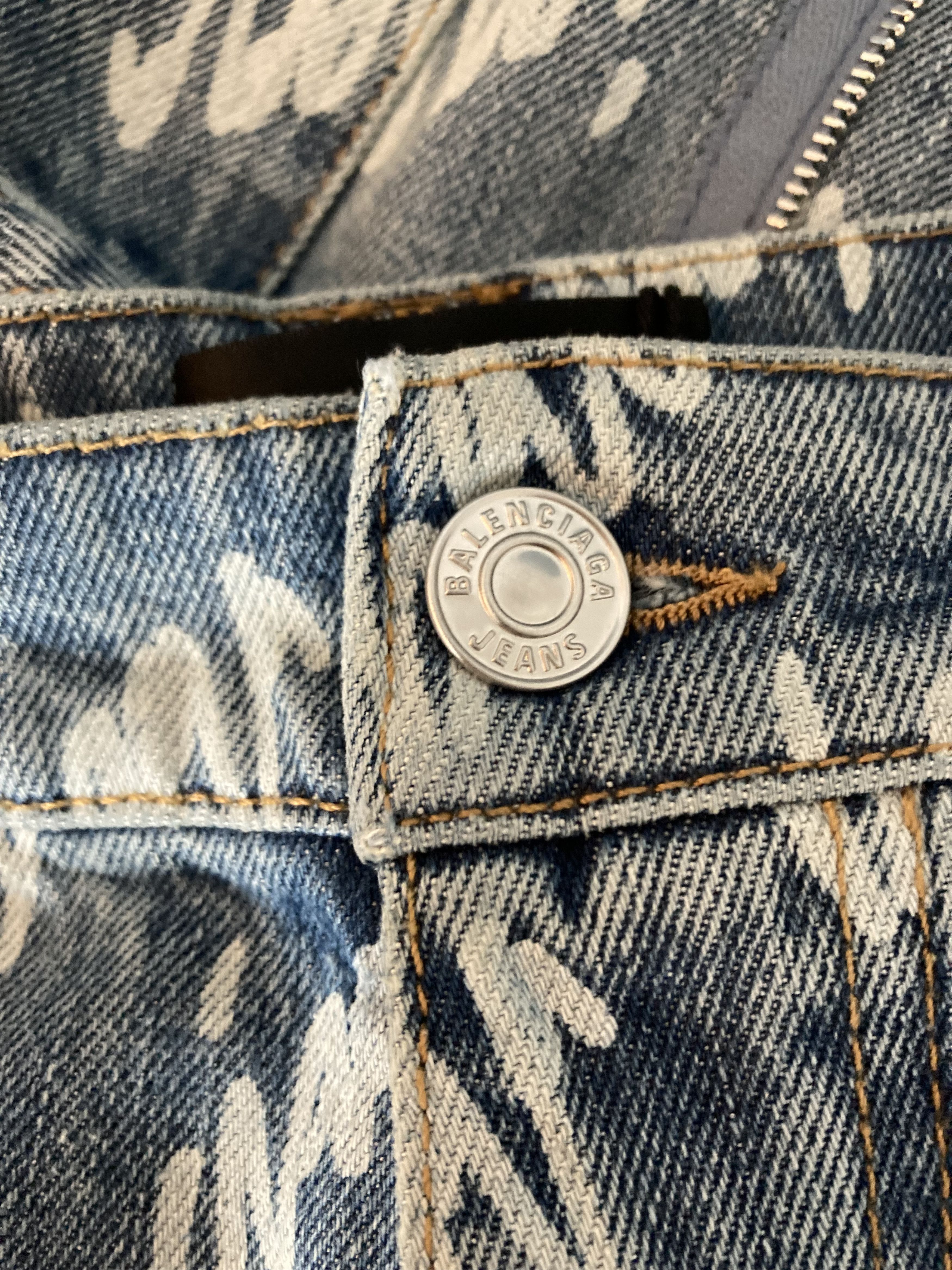 Balenciaga Balenciaga Raver Denim Script Logo Size US 30 / EU 46 - 8 Thumbnail