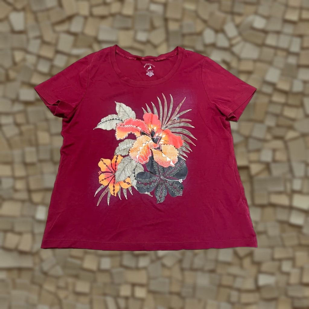 Vintage White Stag Shirt Womens Large Red Flowers Size L / US 10 / IT 46 - 1 Thumbnail