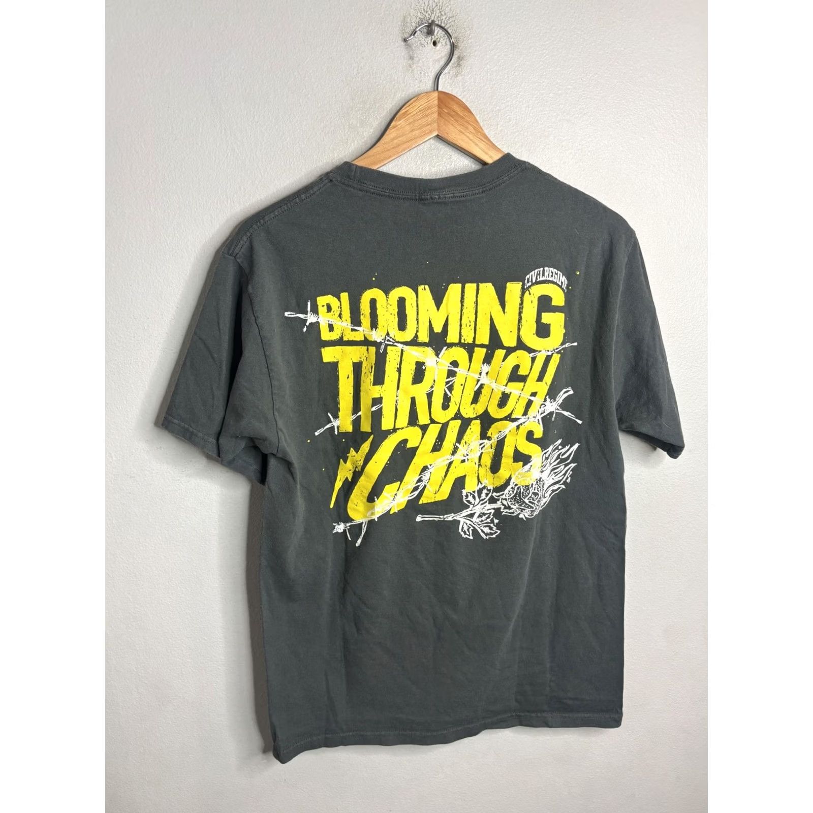 Vintage Civil Regime Shirt Mens Medium Gray Blooming Through Chaos Graphic T-Shirt Size US M / EU 48-50 / 2 - 4 Thumbnail