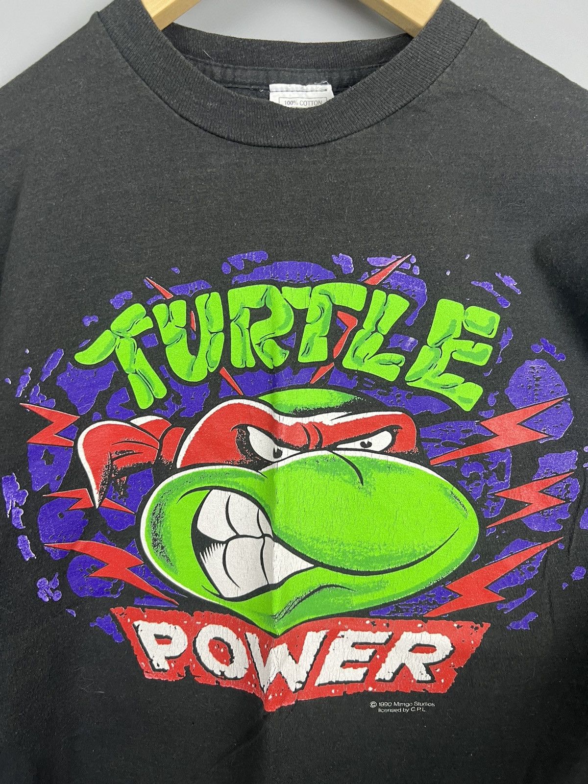 Cartoon Network Vintage 1990 TMNT 'Raphael Turtle Power' Cartoon Movie Tee Size US S / EU 44-46 / 1 - 2 Thumbnail
