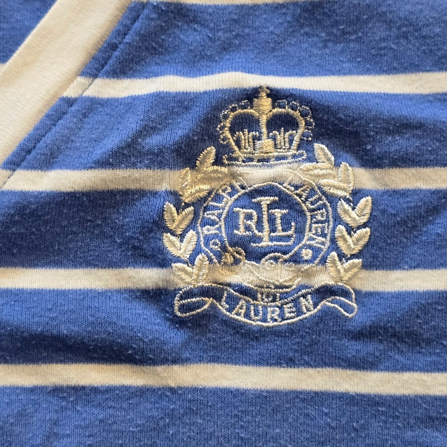 Ralph Lauren Lauren Ralph Lauren Top Womens Size L Blue Striped Henley Embroidery Preppy T-Shirt Shirt Short Sleeve Casual Knit Cotton Basic Regular Womens Size L / US 10 / IT 46 - 3 Thumbnail