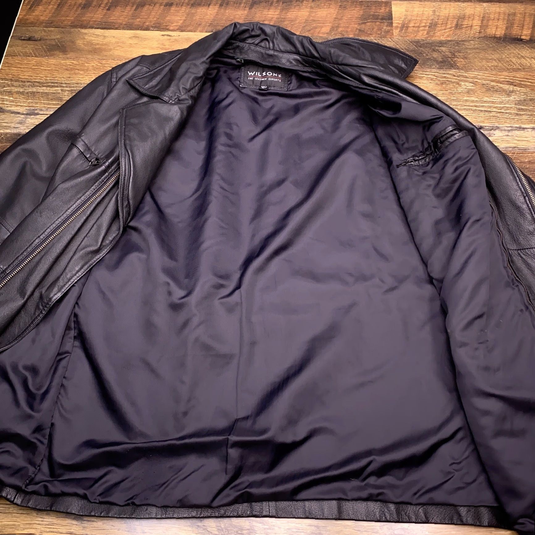 Vintage Wilsons Leather Jacket Mens XL Full Zip Jacket Black Leather Overcoat Casual Travel Pockets Men Size US XL / EU 56 / 4 - 3 Thumbnail