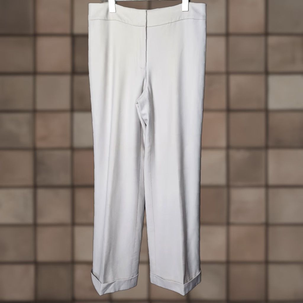 Vintage AT Studio Wmns Wool Cashmere High Rise Cuffed Wide Leg Dress Pants-Size 6 NWT Beige Wool Dress Pants Wide-Leg Office Womens Size 28" / US 6 / IT 42 - 1 Thumbnail