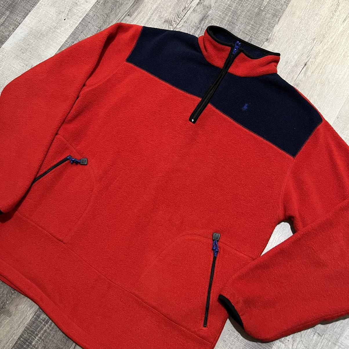 Polo Ralph Lauren × Vintage VTG Polo Ralph Lauren 80s/90s Red 1/4 Zip Fleece Jacket Size US XL / EU 56 / 4 - 2 Thumbnail
