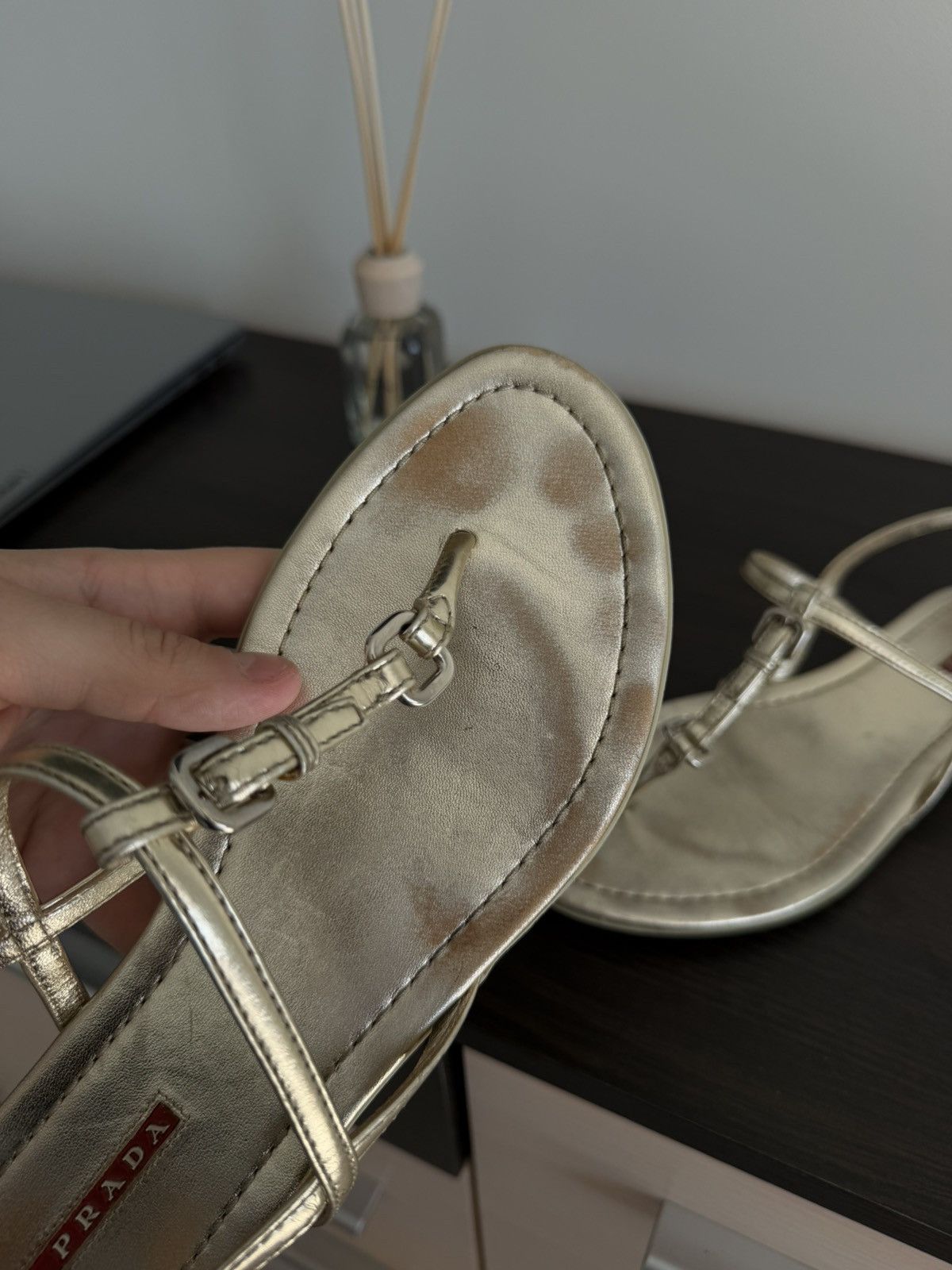 Prada Prada gold Metallic Leather Thong Sandals Size 38 Size US 8 / IT 38 - 13 Thumbnail