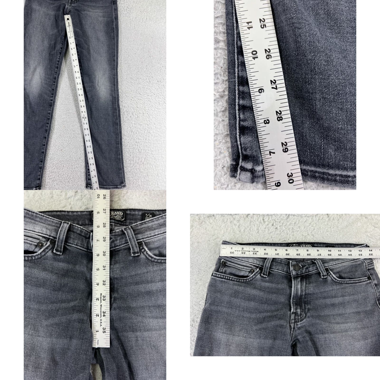 Lucky Brand Lucky Brand Jeans Womens Black Denim Straight Leg 25x30 Regular 5-Pocket Cotton Blend Low Rise Vintage? No Size 26" / US 2 / IT 38 - 8 Thumbnail