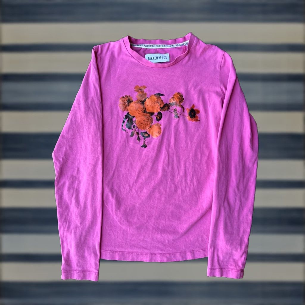 Vintage Bikkembergs Roses Long Sleeve Shirt Women’s S/M Pink Shirt Women’s S/M Pink Roses Logo Jersey Casual Size S / US 4 / IT 40 - 1 Thumbnail