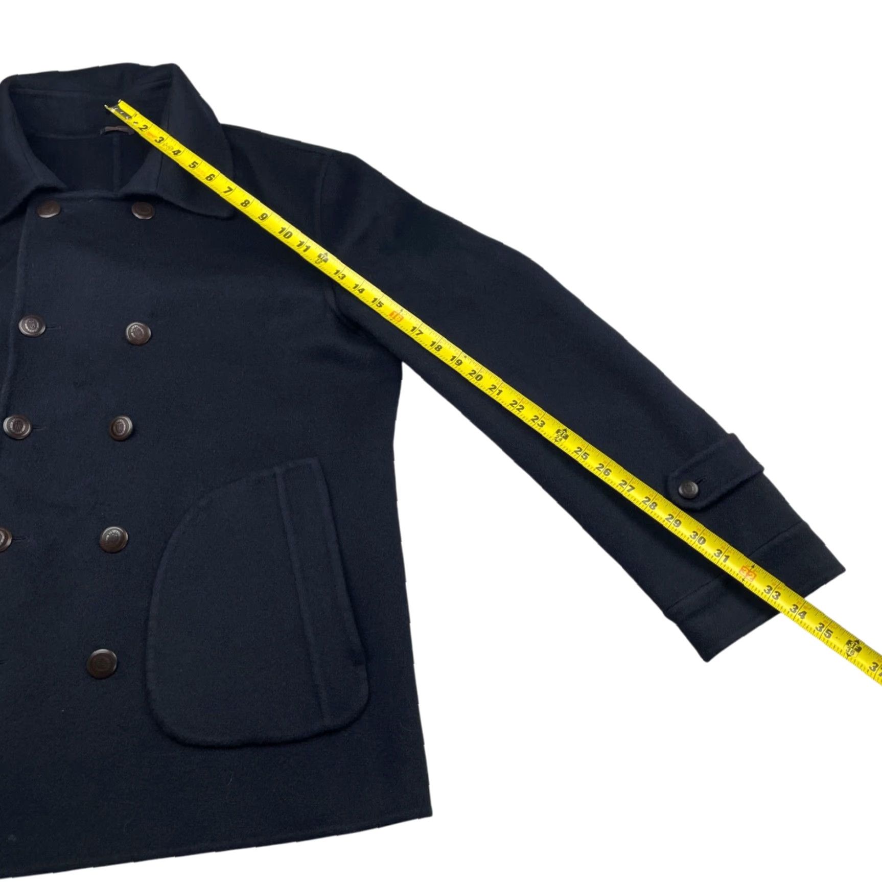 Apolis Rubinacci Napoli Men’s Pea Coat Navy Blue 46L Cashmere Double Breasted Italy Coat Mens Size US S / EU 44-46 / 1 - 7 Thumbnail