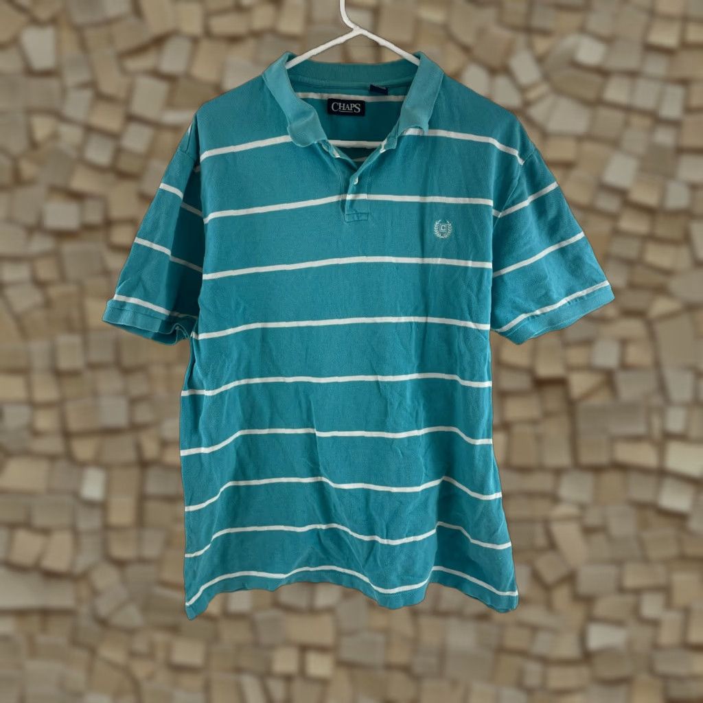 Chaps Chaps Polo Shirt Men's XL Blue White Stripe Logo 1/4 Button Up Short Sleeve Polo Shirt Mens XL Blue White Stripe Logo 1/4 Button Up Short Sleeve Size US XL / EU 56 / 4 - 1 Thumbnail
