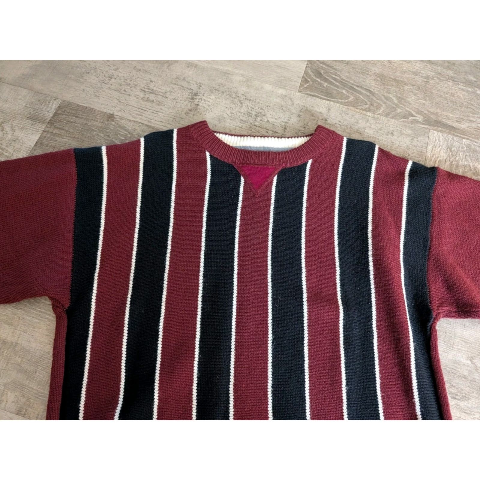 Vintage VINTAGE Gitano Striped Crew Neck Sweater Mens Size M Burgundy Black Long Sleeve 80s 90s Classic Size US M / EU 48-50 / 2 - 5 Thumbnail