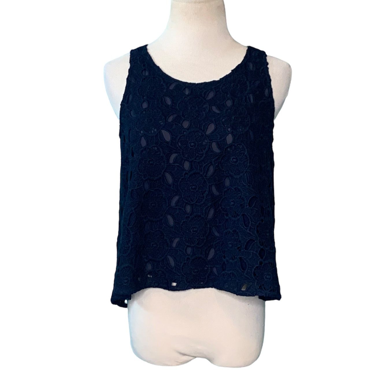 Ann Taylor Ann Taylor blue eyelet sleeveless lined blouse size XS Size XS / US 0-2 / IT 36-38 - 1 Thumbnail