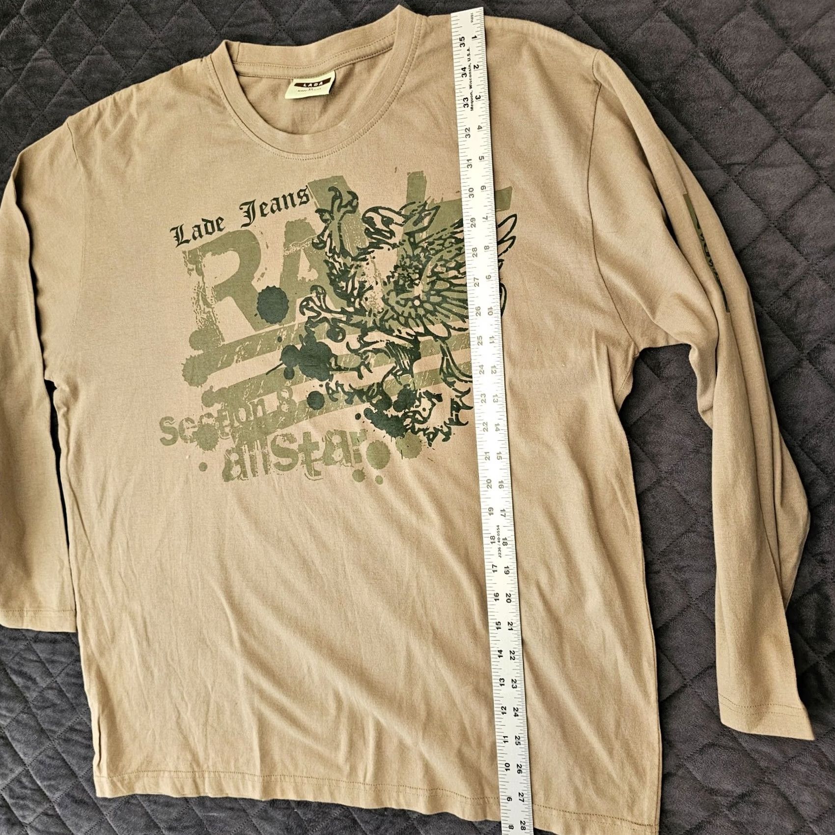 Vintage Lada Men's T Shirt Green Long Sleeve XL Graphic Print Crew Neck Casual Shirt Size US XL / EU 56 / 4 - 6 Thumbnail