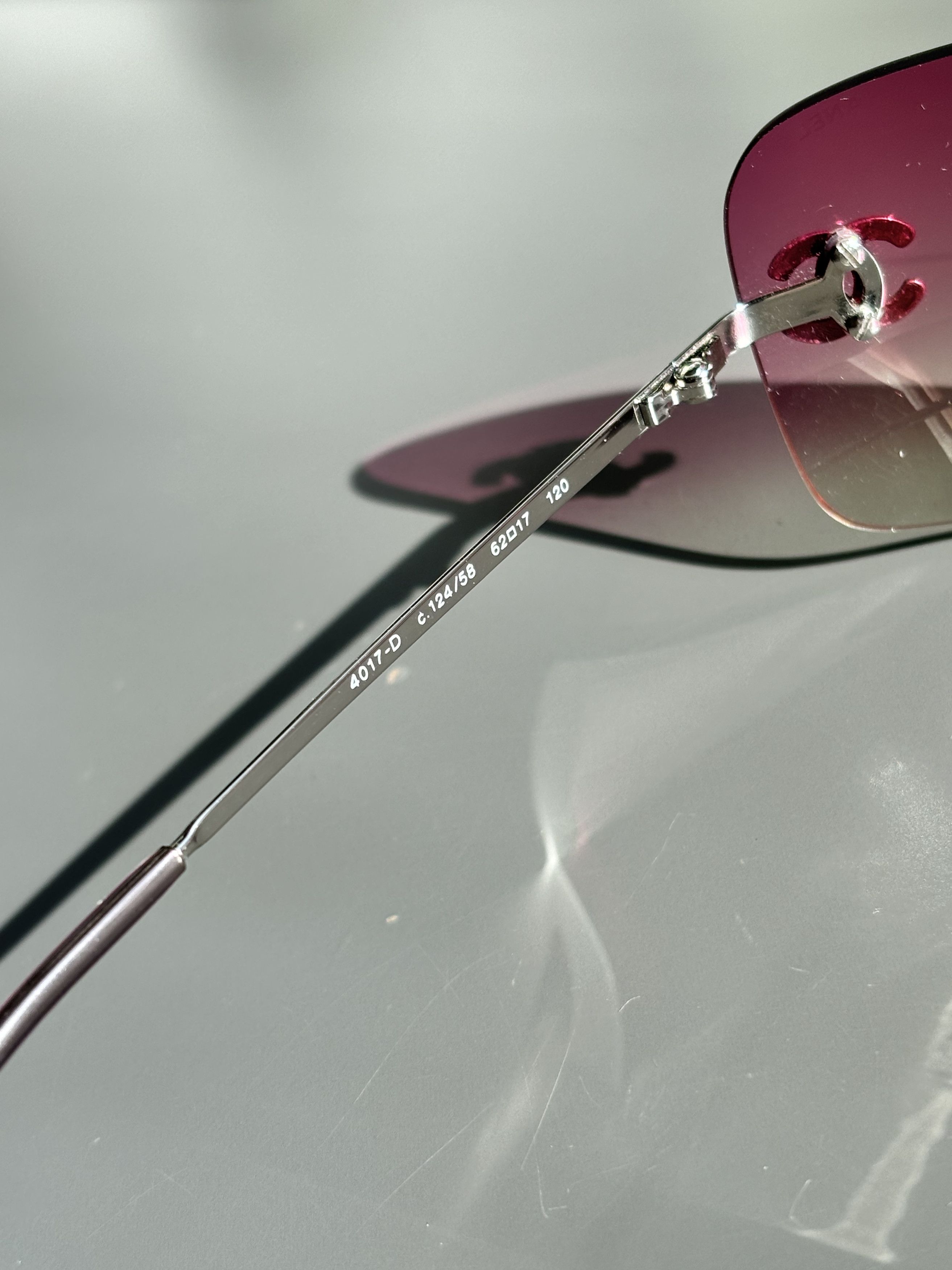Chanel Chanel Sunglasses 4017 D CC Rhinestone Logo Rimless Size ONE SIZE - 6 Thumbnail