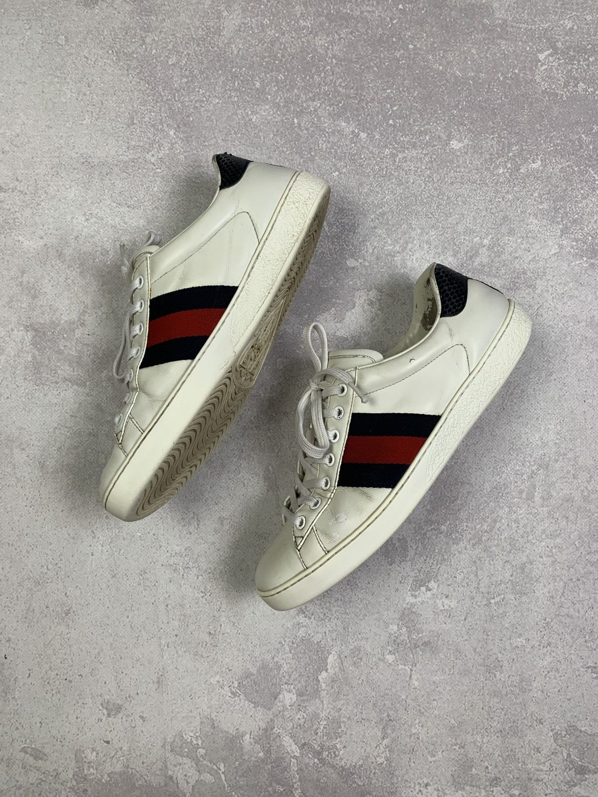 Gucci Gucci Ace White Leather Sneakers with Web Stripe – Size 7 Size US 7.5 / EU 40-41 - 3 Thumbnail