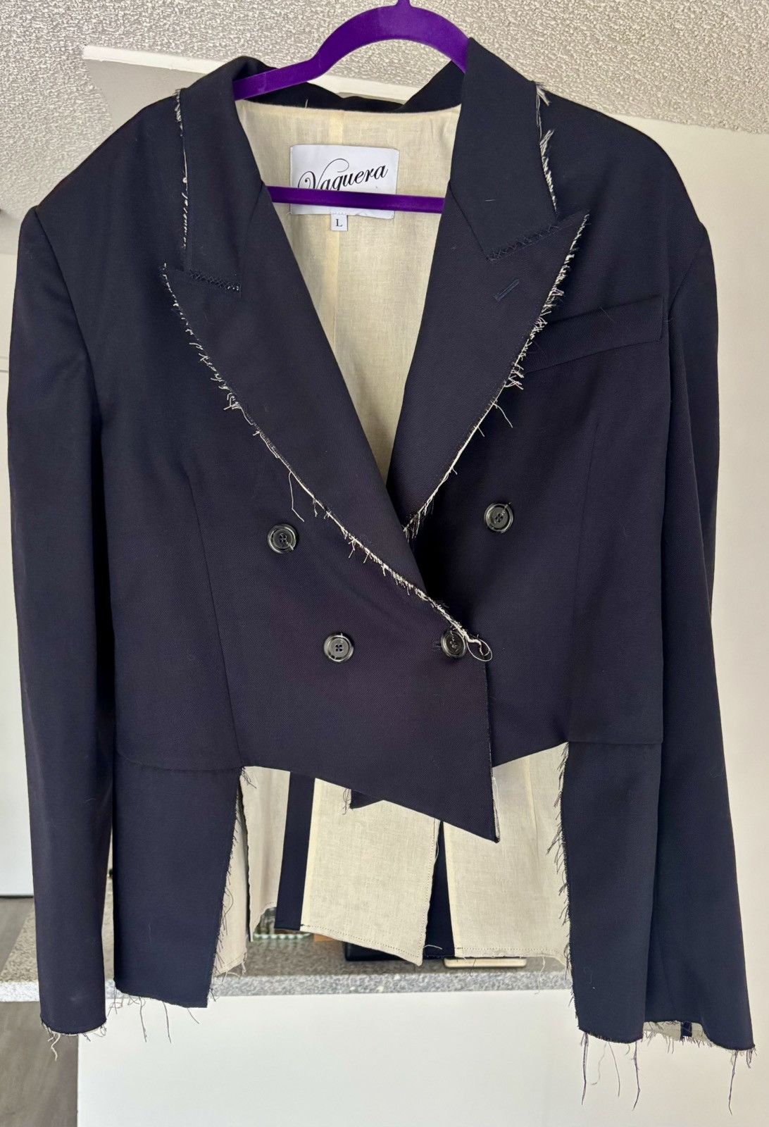 Vaquera Vaquera Distressed Blazer Size L / US 10 / IT 46 - 1 Thumbnail