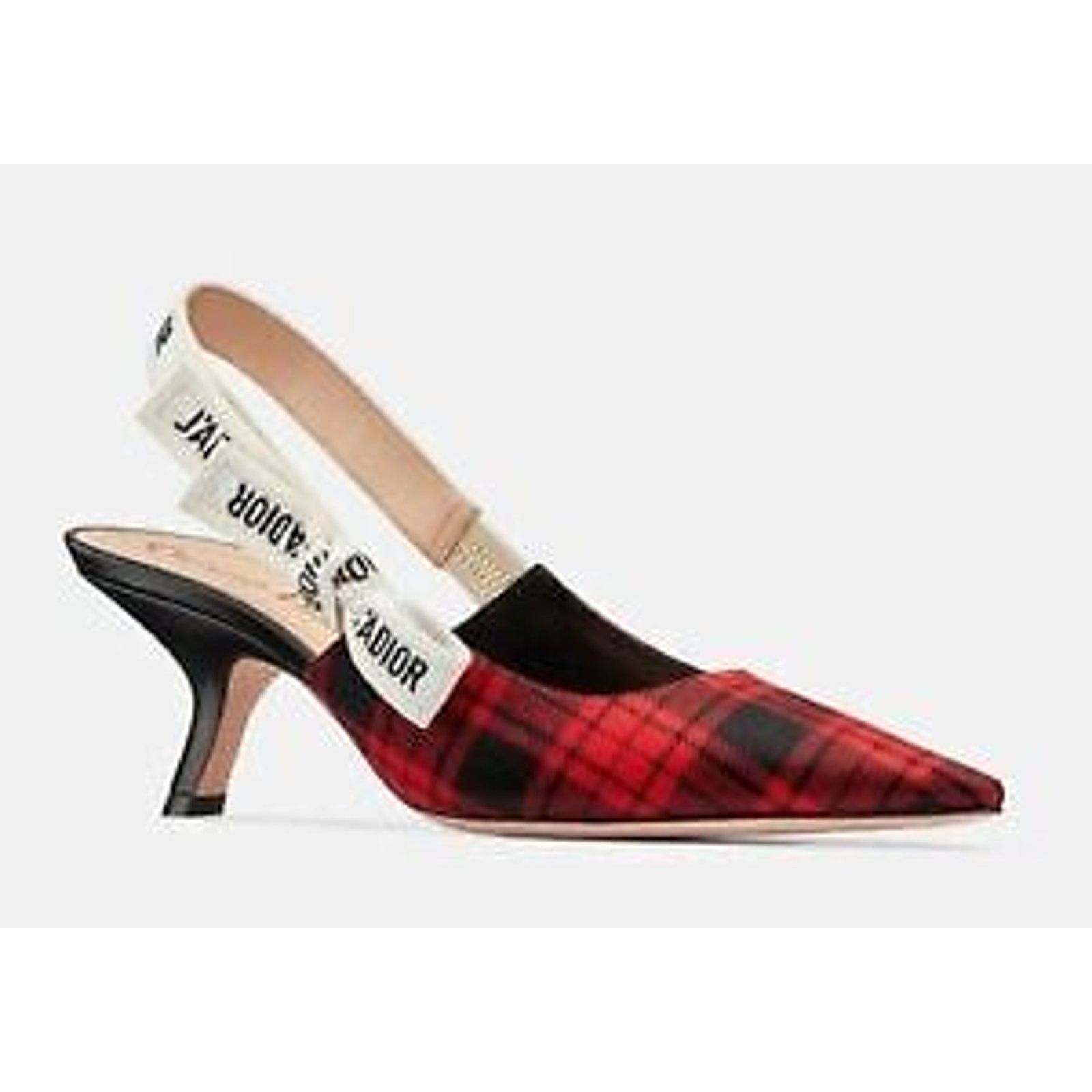J'adior Jadior Check Slingback Sling Sandal Heel Pump 37