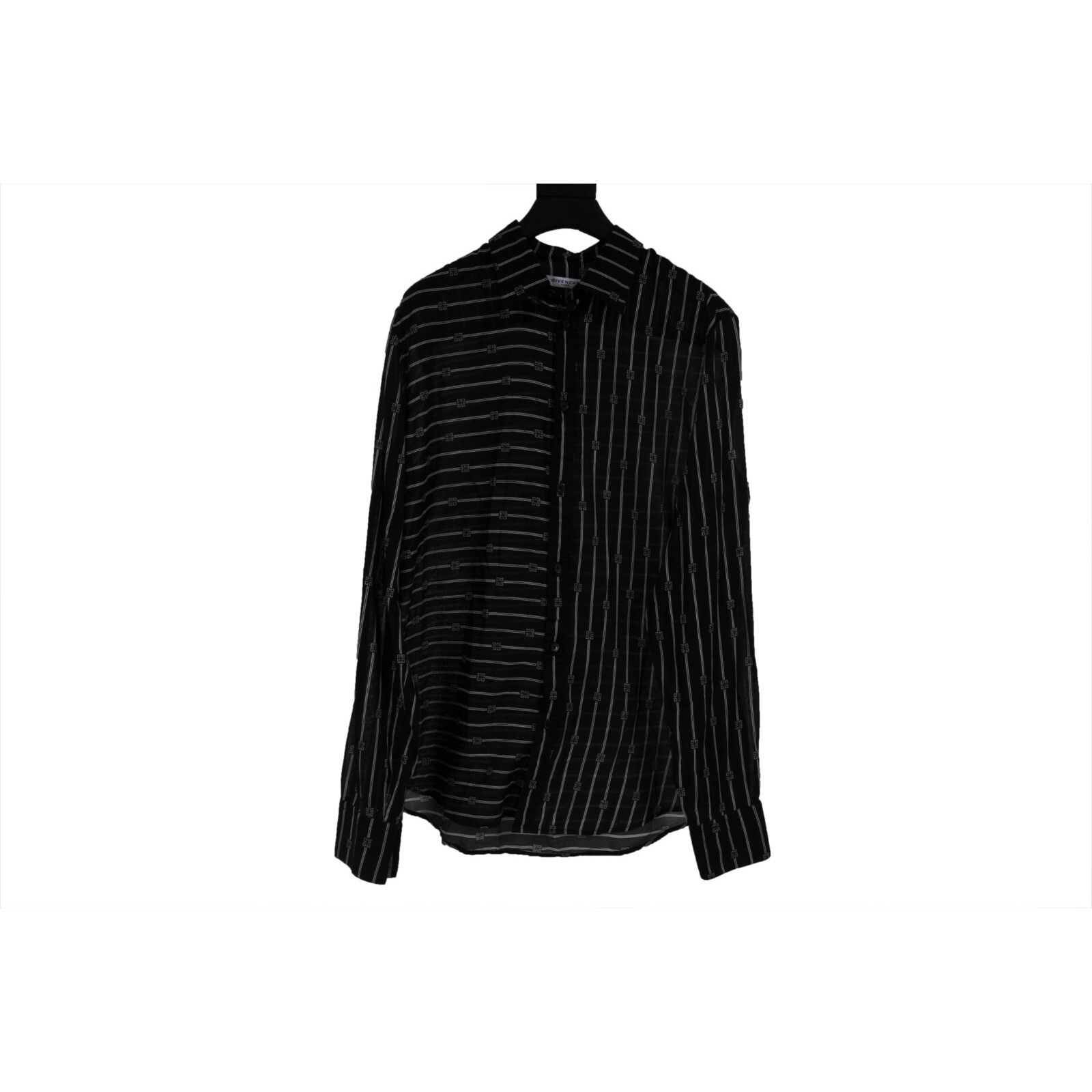 Givenchy Striped Logo Button Down Shirt 41 Black White Size US M / EU 48-50 / 2 - 10 Thumbnail