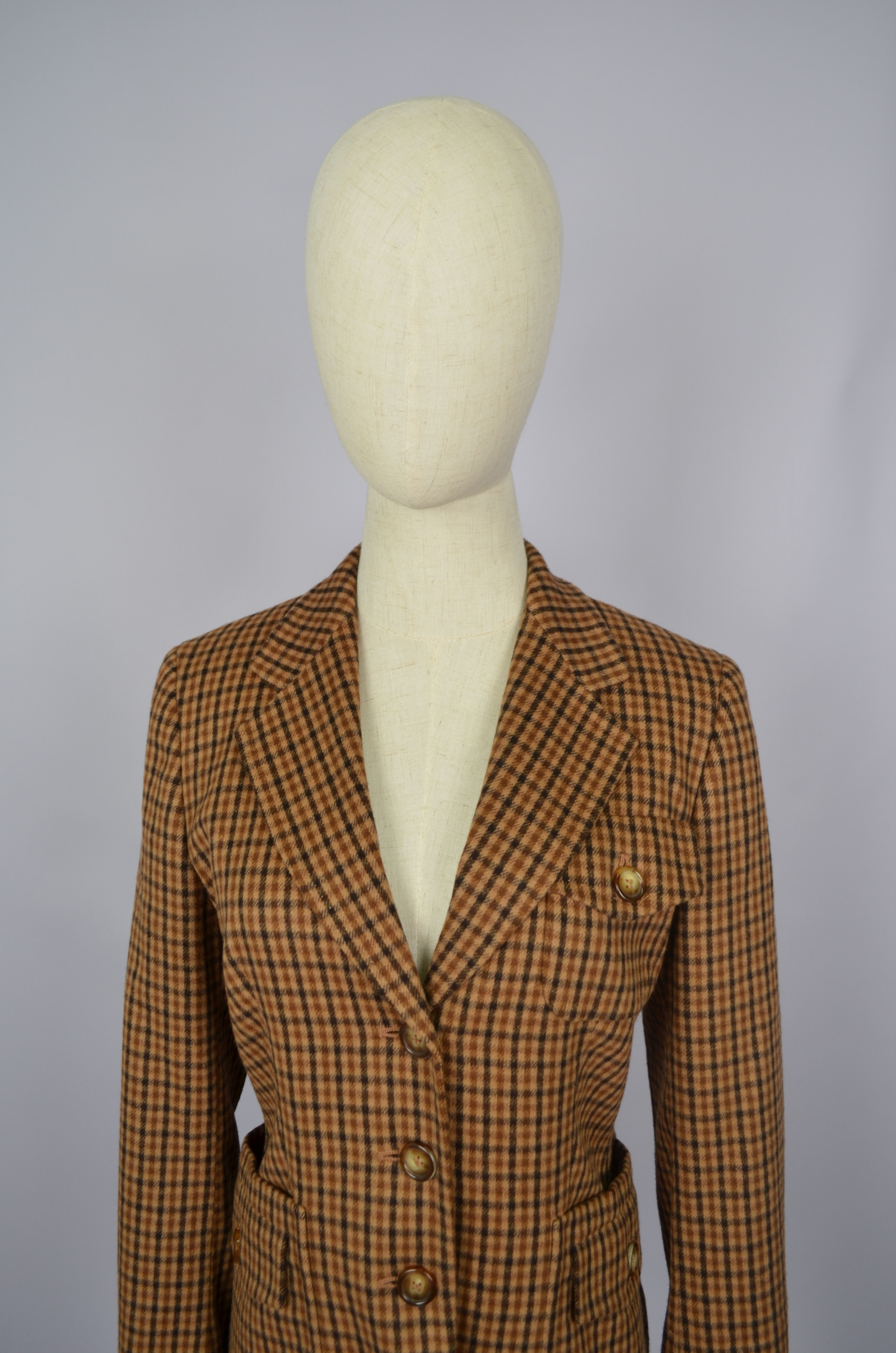 Designer × Max Mara Max Mara Check Brown Wool Angora Blazer Jacket Size US6 Size M / US 6-8 / IT 42-44 - 3 Thumbnail