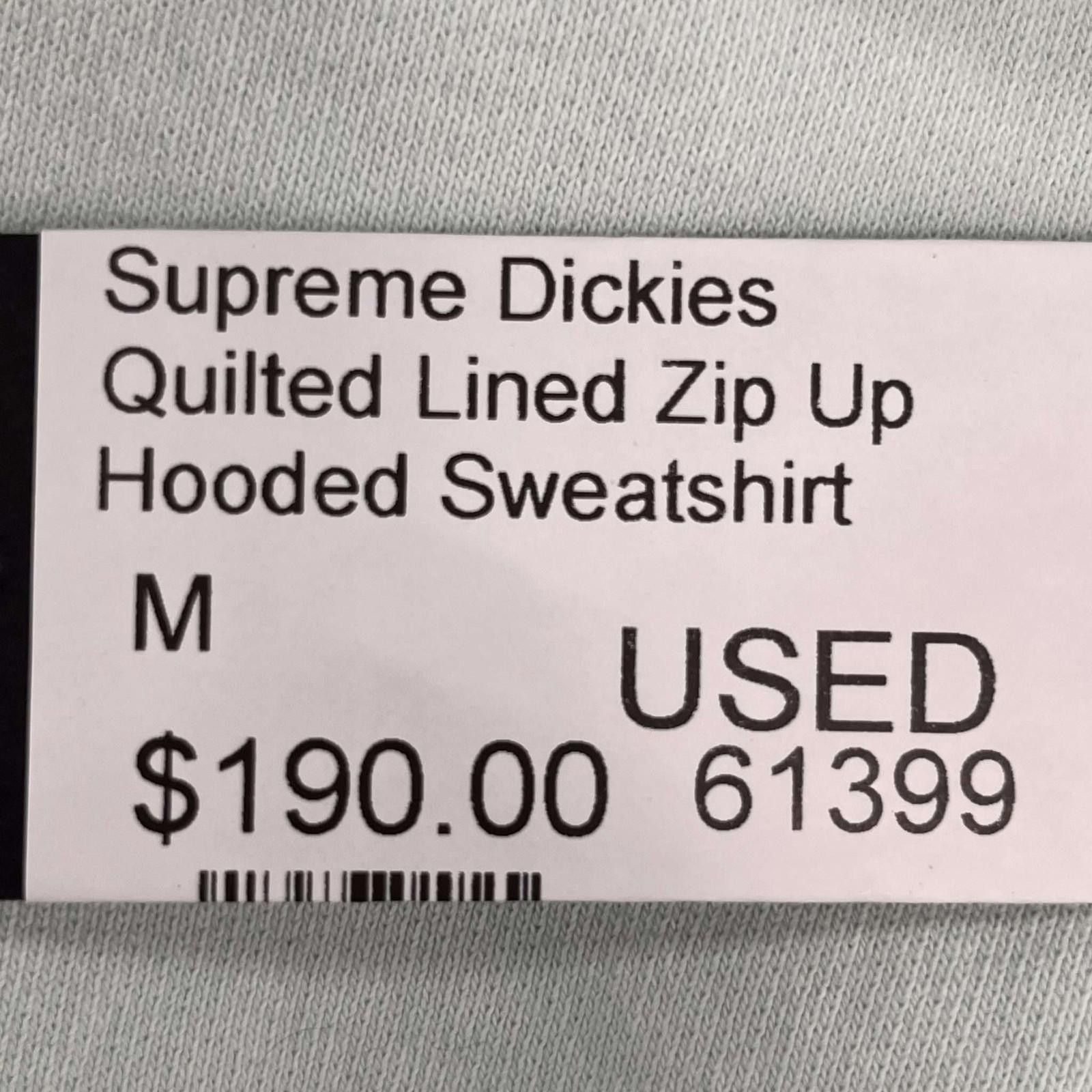 Supreme Dickies Quilted Lined Zip Up Hooded Sweatshirt M